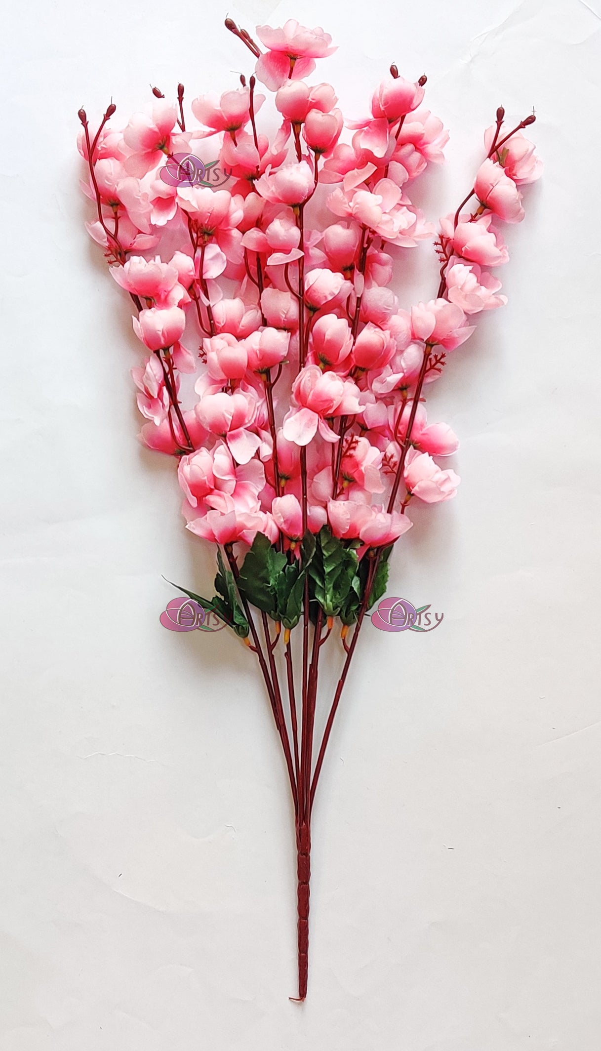 Enchanting Baby Pink Artificial Cherry Blossom Flower Bunch - Single Piece Pack for Graceful Décor, Without Vase, 55 Cm Long