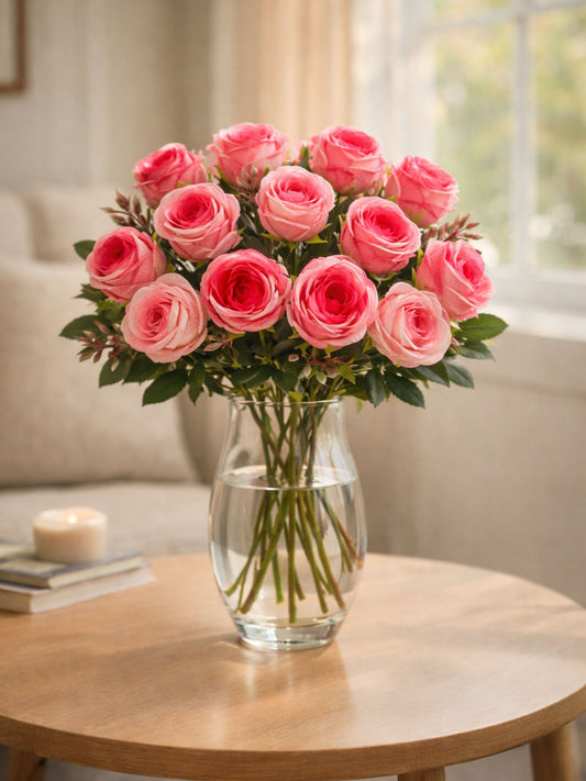 Artificial Pink Rose Bunch