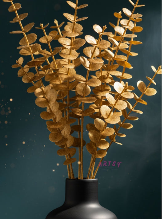 ARTSY® Artificial Golden Eucalyptus Gingko Flower Bunch - 1 Piece Pack