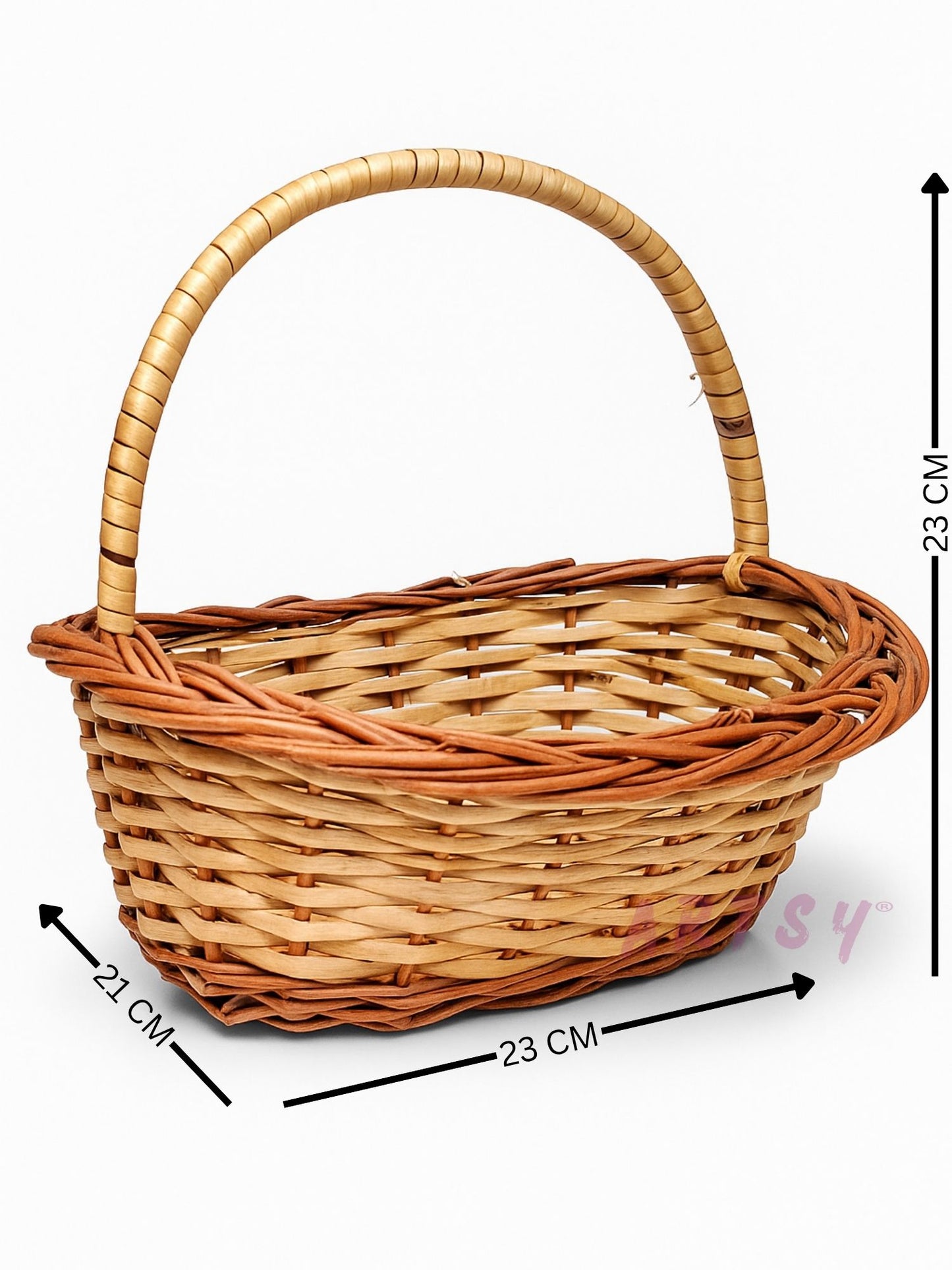ARTSY Rustic Handwoven Wicker Basket with Handle – Decorative Hamper & Storage Basket for Home Décor, Gifting & Pooja Use
