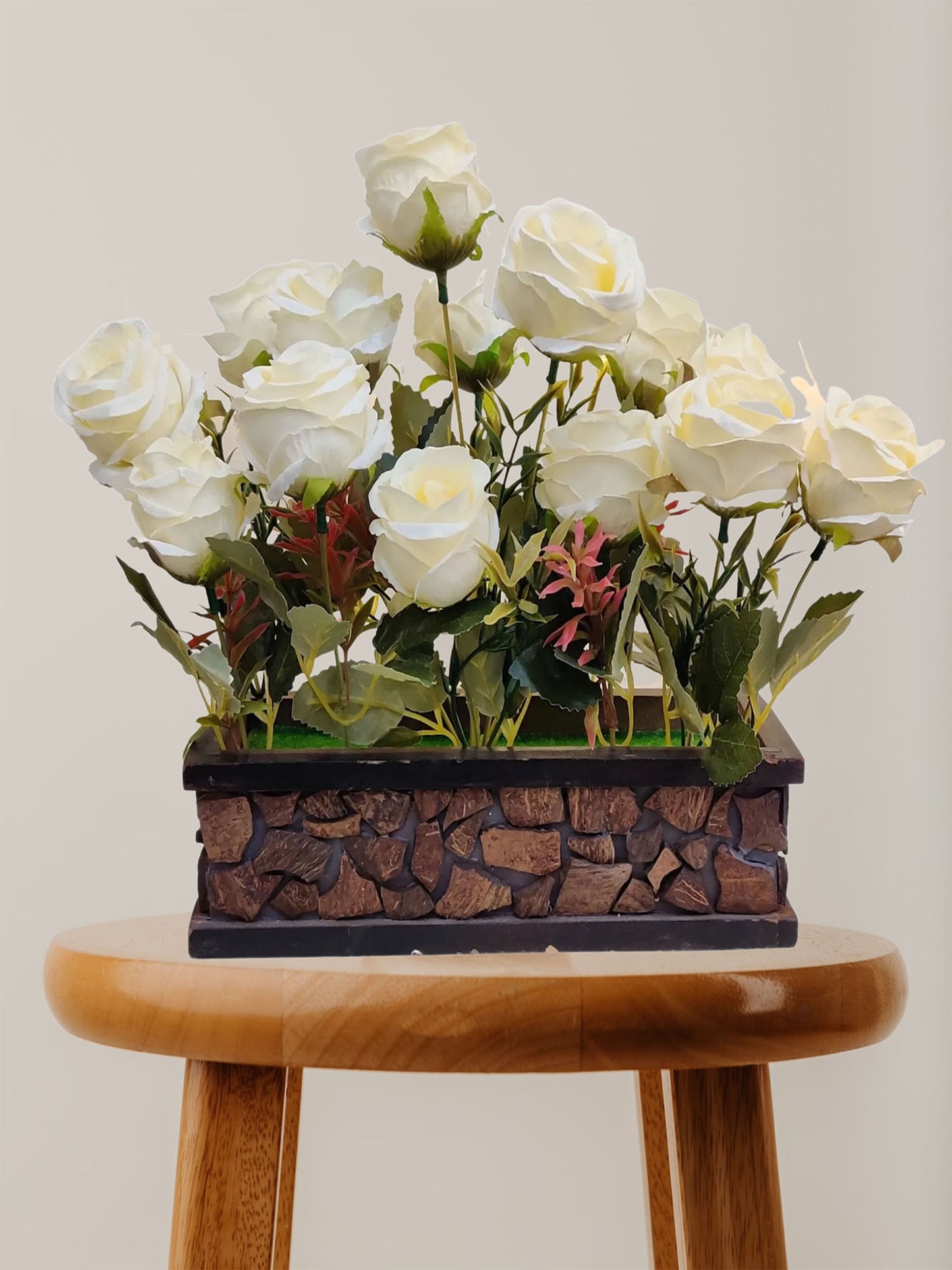 Elegant Artificial Flowers in Decorative Pot: Lifelike Beauty for Any Space