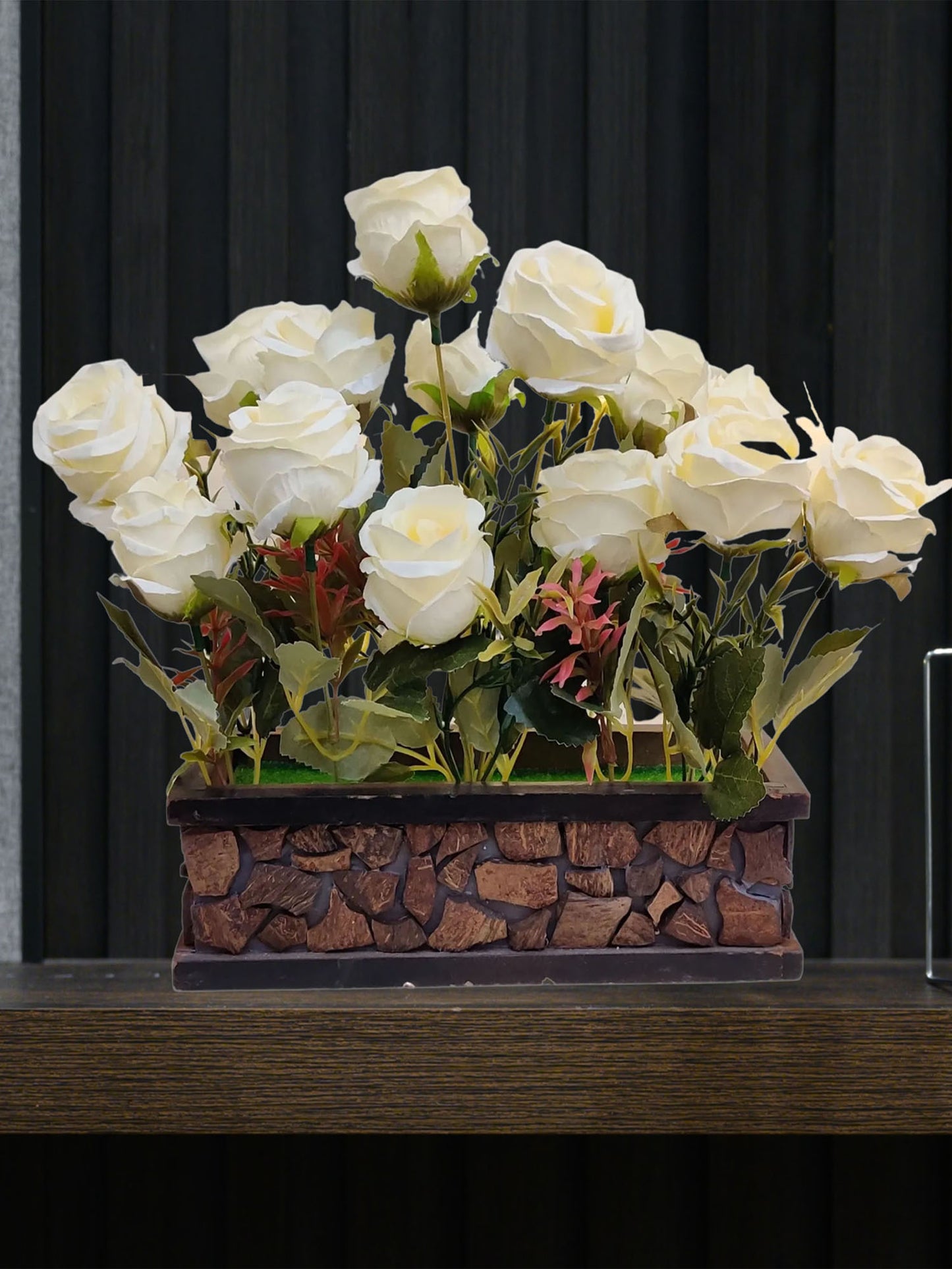 Elegant Artificial Flowers in Decorative Pot: Lifelike Beauty for Any Space