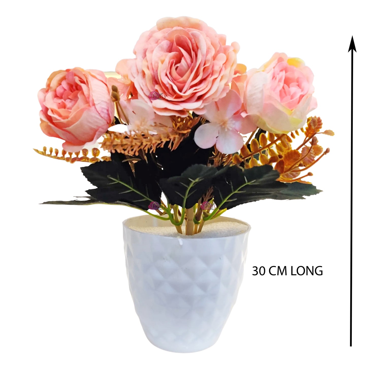 Artificial Rose Flower With Pot, Decorative showpiece