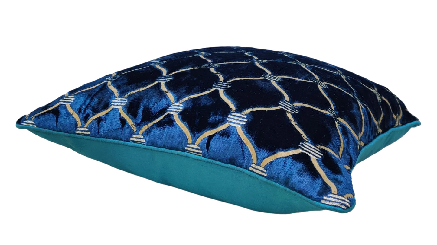 Set of 5 Luxurious Blue Velvet Cushion Covers – Elegance and Comfort Combined, 16 X 16 Inches