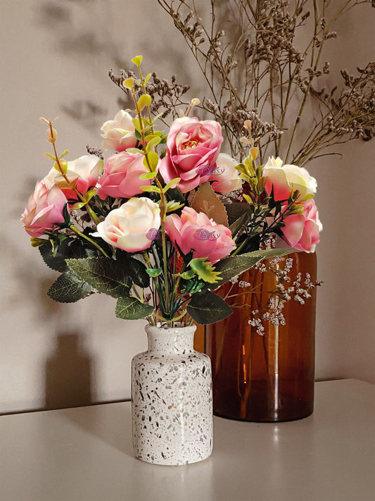 Artificial Flowers for decoration peony rose flower bunch for vase/pot, home/office decor, gift, artificial plant, Craft, Without Vase, Pack of 1 piece, baby pink