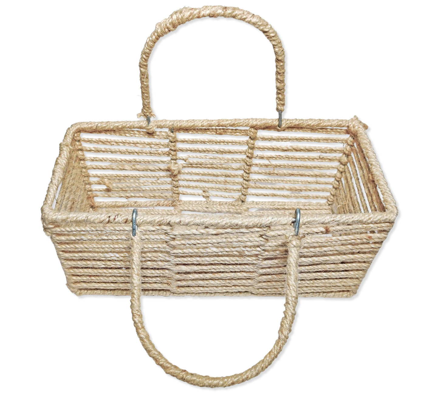 Rustic Elegance: Jute Decorative Basket for Stylish Storage, Organization, travel, gifting, packaging and many more, Pack of 1 Piece, 30 X 13 X 13 CM
