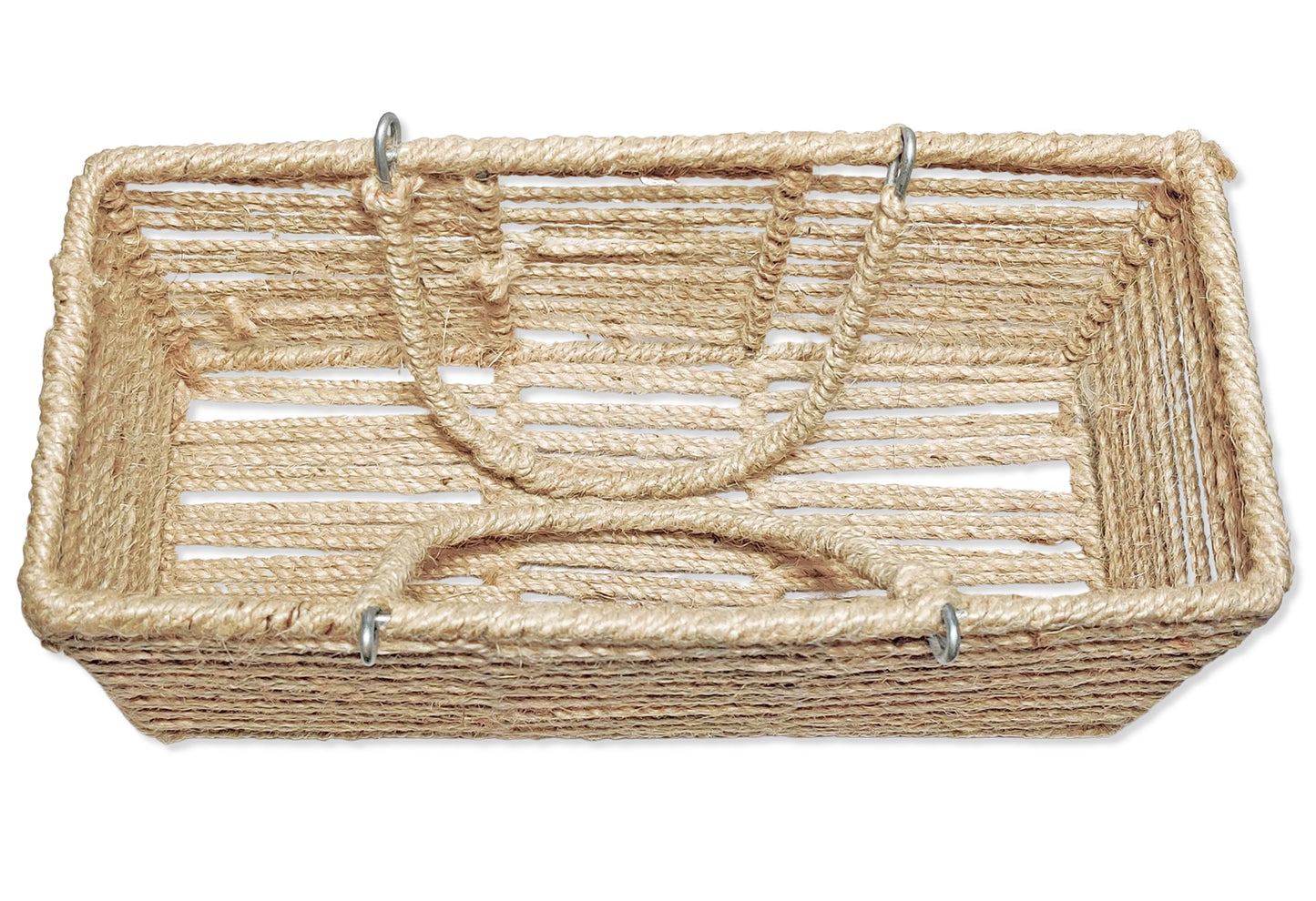 Rustic Elegance: Jute Decorative Basket for Stylish Storage, Organization, travel, gifting, packaging and many more, Pack of 1 Piece, 30 X 13 X 13 CM