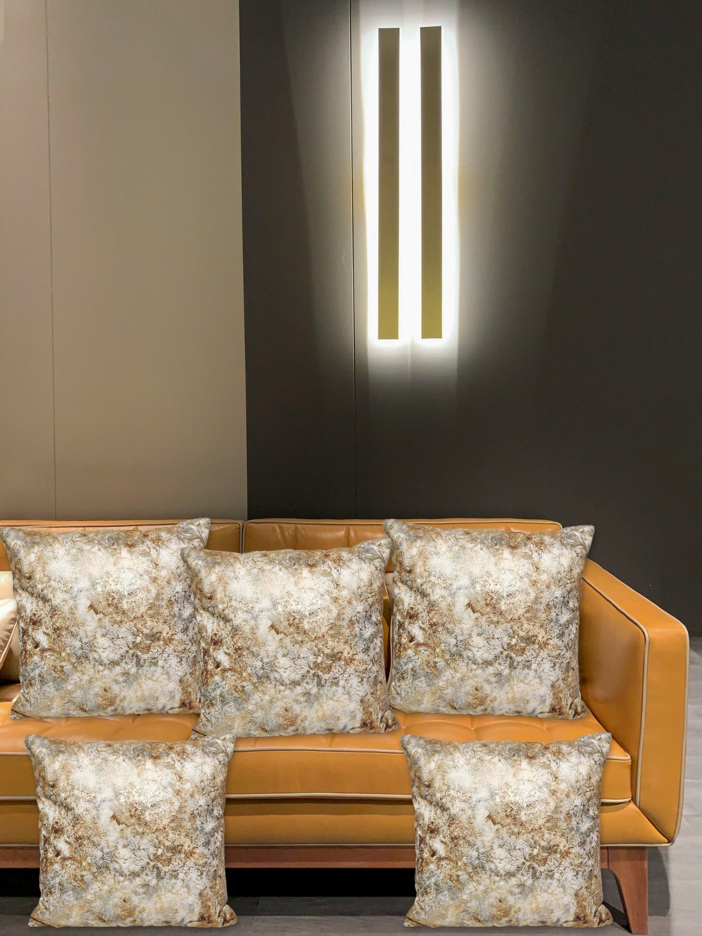 ARTSY® Beige Textured Cushion Cover Set - Pack of 5: Elegant Home Decor Accent for Any Room