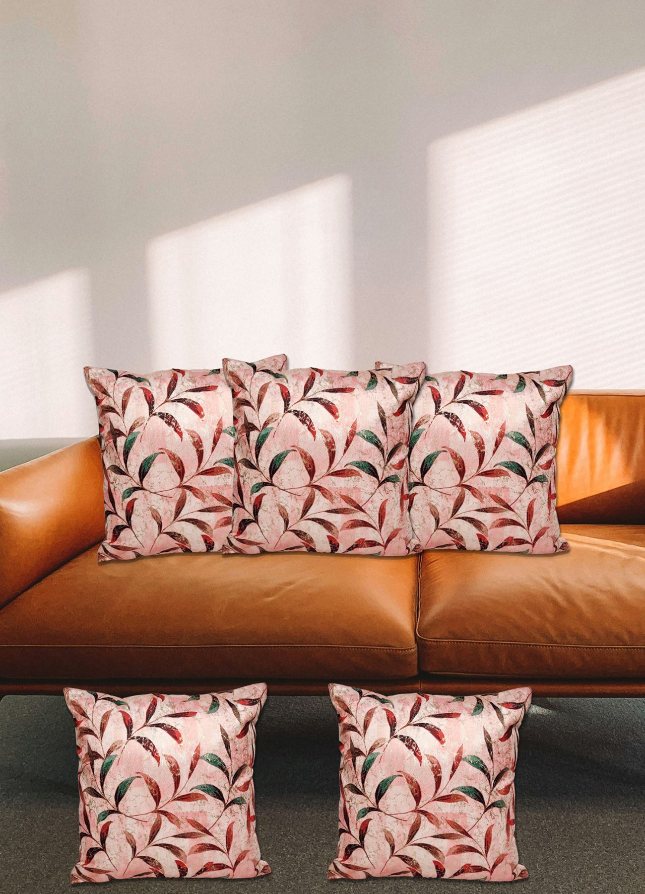 ARTSY® Red Velvet Cushion Cover Set - Pack of 5: Luxurious Home Decor Accent for Elegant Living Spaces