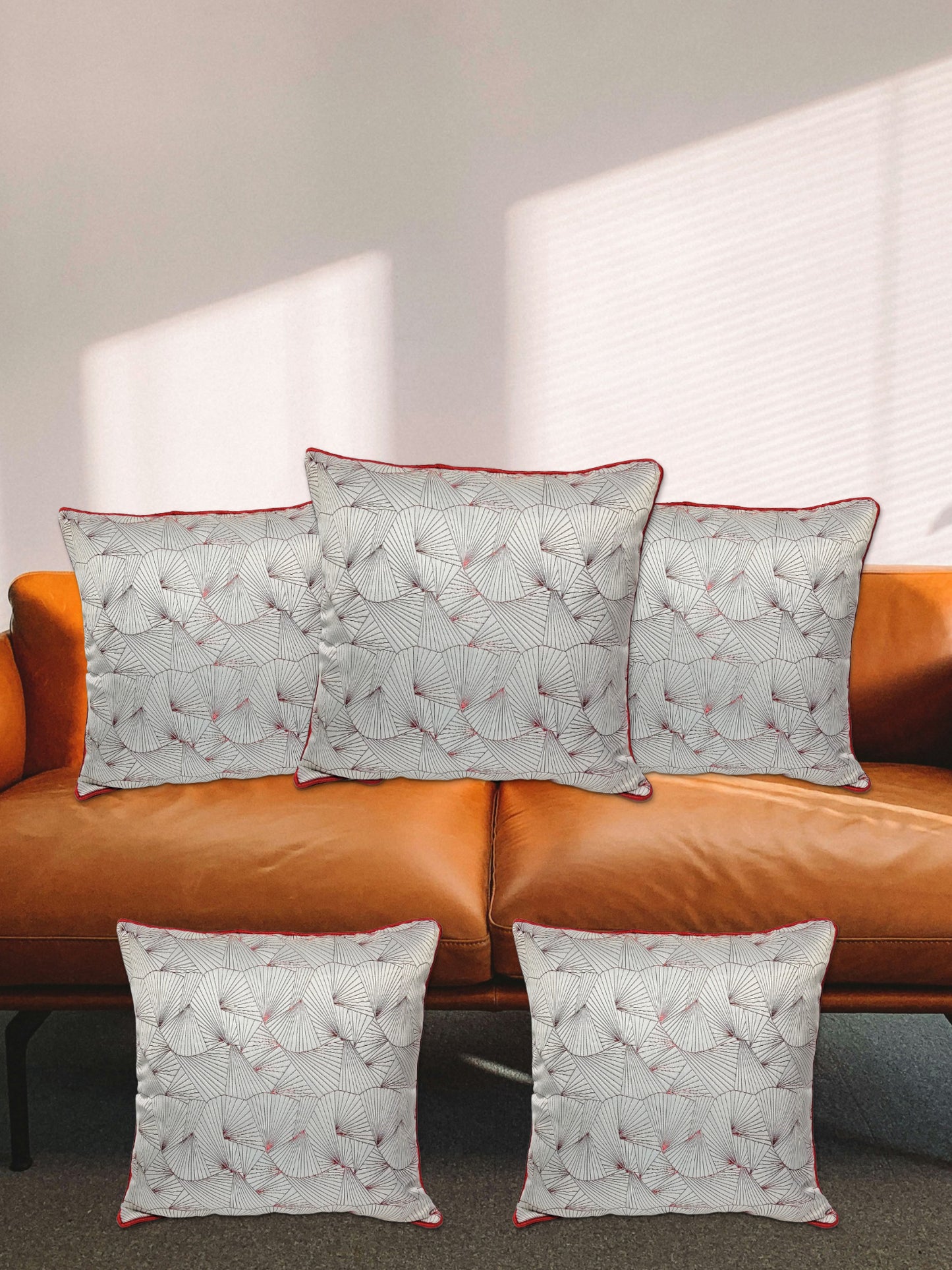 ARTSY® Red and White Cushion Cover Set - Pack of 5: Vibrant Home Decor Accent for Every Season