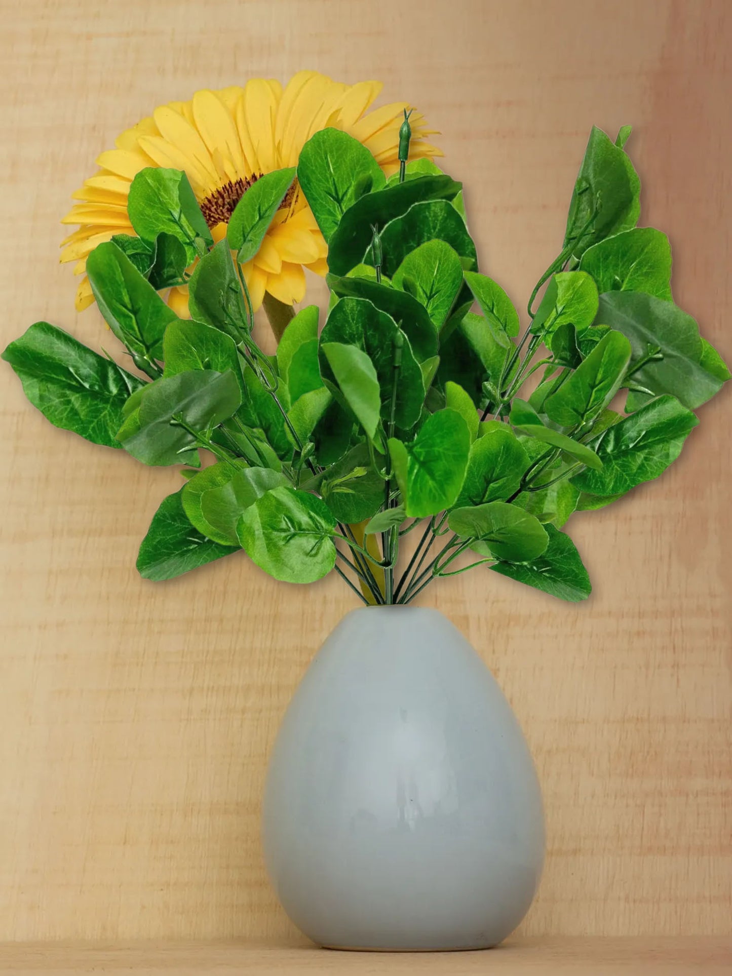 Artificial plants for home decor, maple plant leaves bunch for pot/vase, home/office decor, gift, craft, artificial flowers, without vase, combo pack of 2 pieces, 30 cm height, Dark green