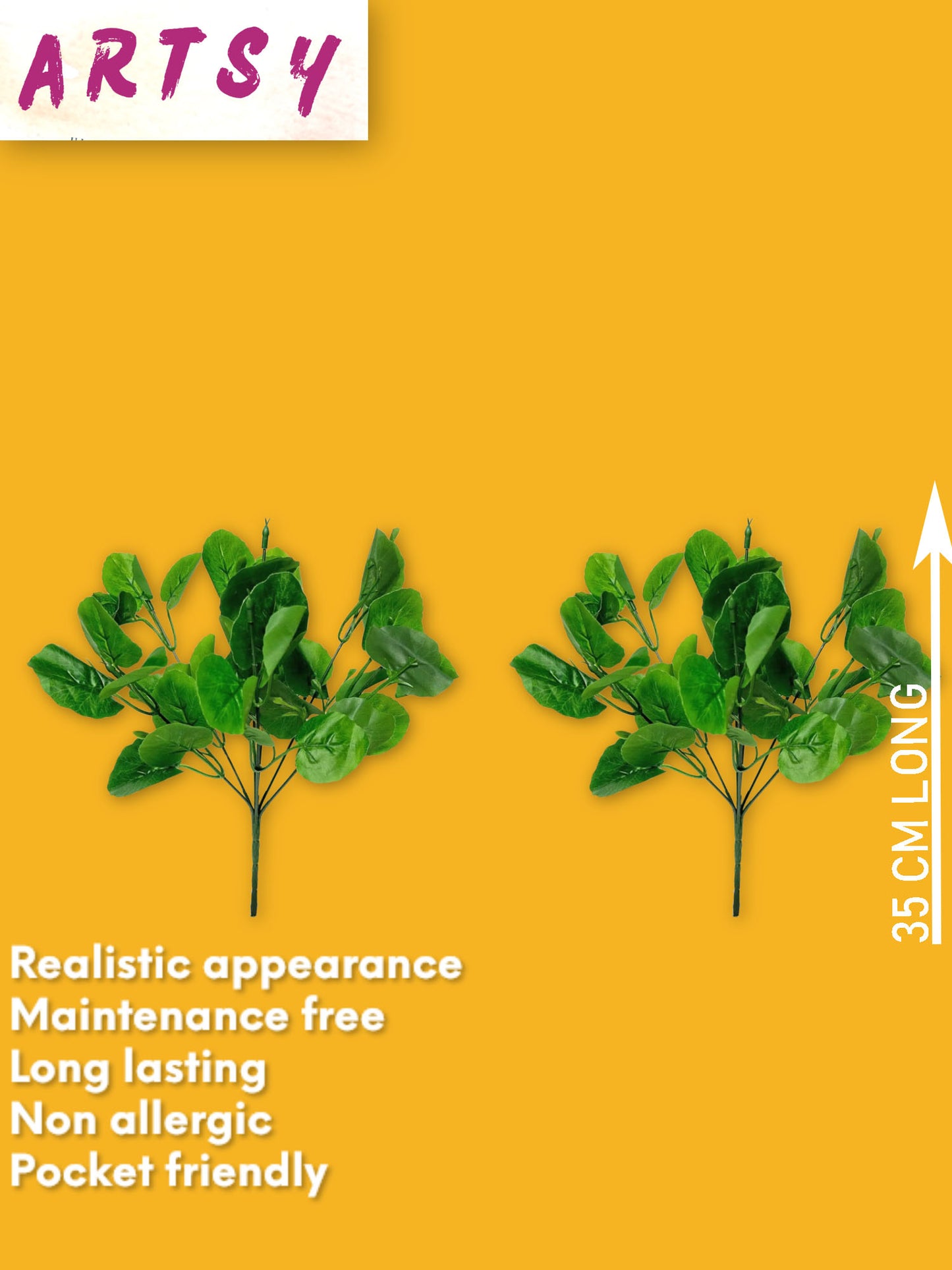 Artificial plants for home decor, maple plant leaves bunch for pot/vase, home/office decor, gift, craft, artificial flowers, without vase, combo pack of 2 pieces, 30 cm height, Dark green