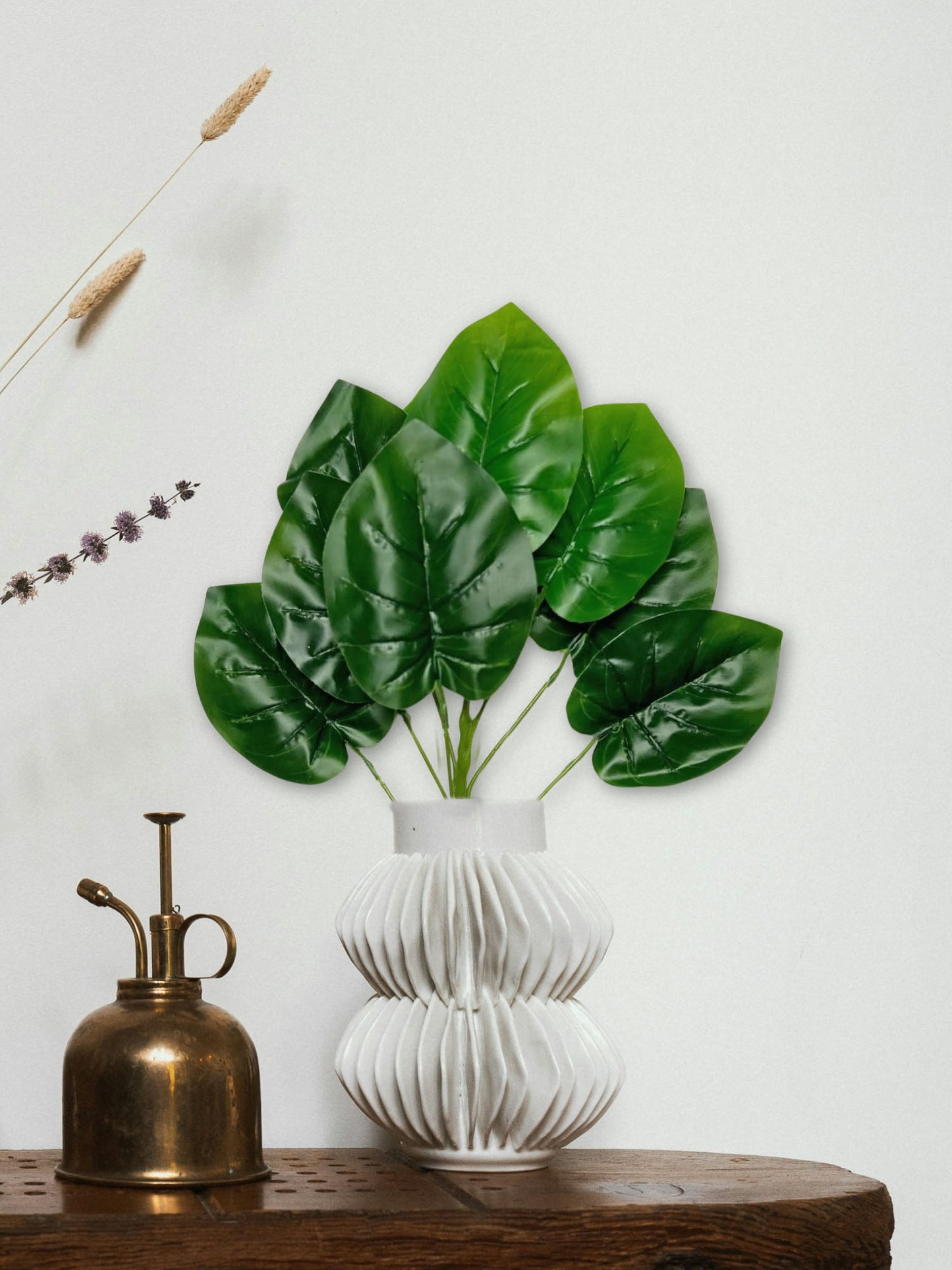 Artificial plants for home decor, big plant leaves bunch for pot/vase, home/office decor, gift, craft, artificial flowers, without vase, Pack of 1 piece, 45 cm height, Green