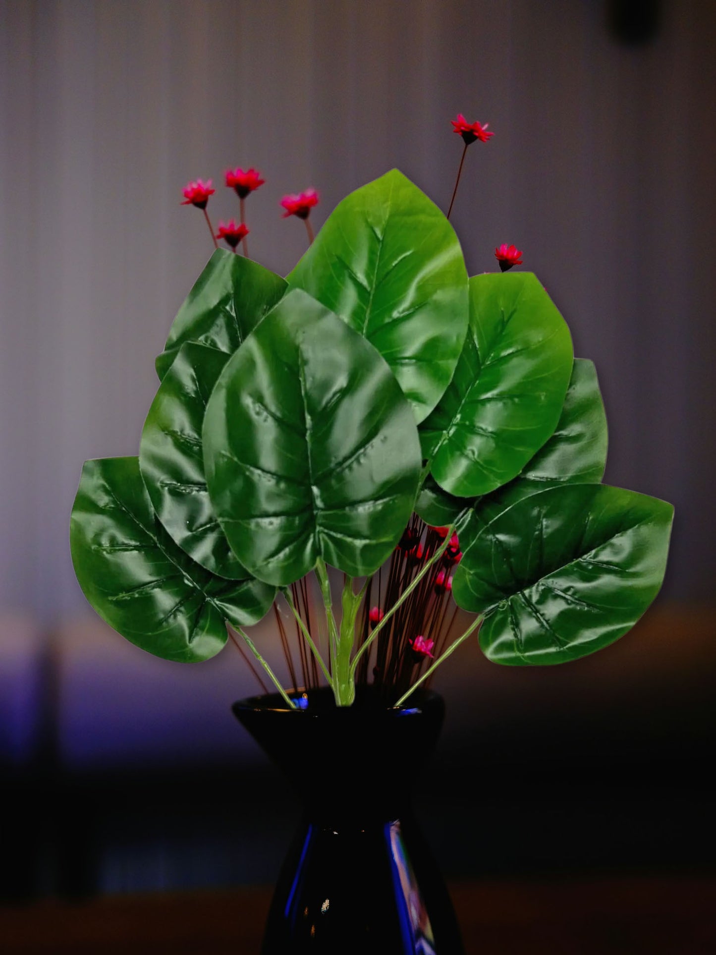 Artificial plants for home decor, big plant leaves bunch for pot/vase, home/office decor, gift, craft, artificial flowers, without vase, Pack of 1 piece, 45 cm height, Green