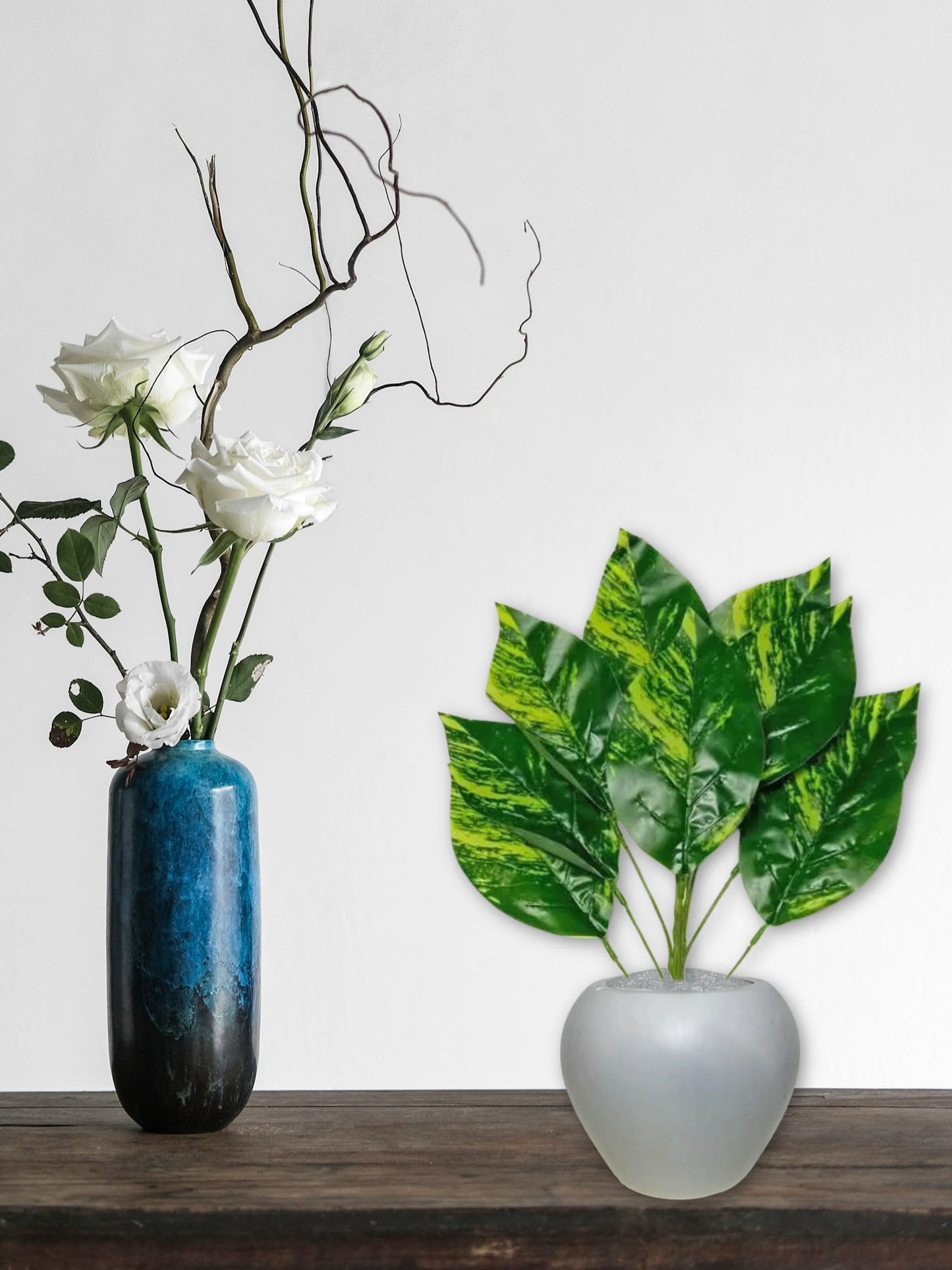 Artificial plants for home decor, big size plant leaves bunch with pot for home/office decor, gift, craft, artificial flowers, 40 cm height, pack of 1 piece, Yellow green