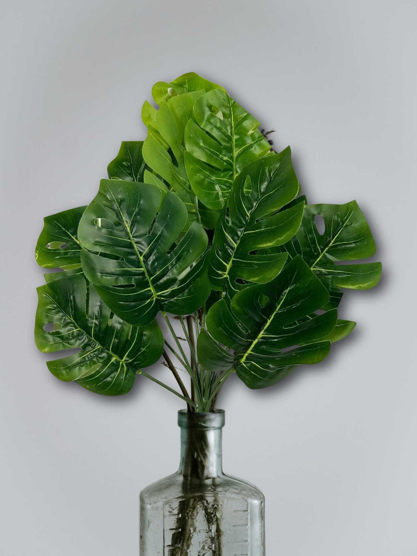 Artificial plants for home decor, big Monsters leaves bunch for pot/vase, home/office decor, gift, craft, artificial flowers, without vase, 12 branches each, 1 piece, 45 cm height, green