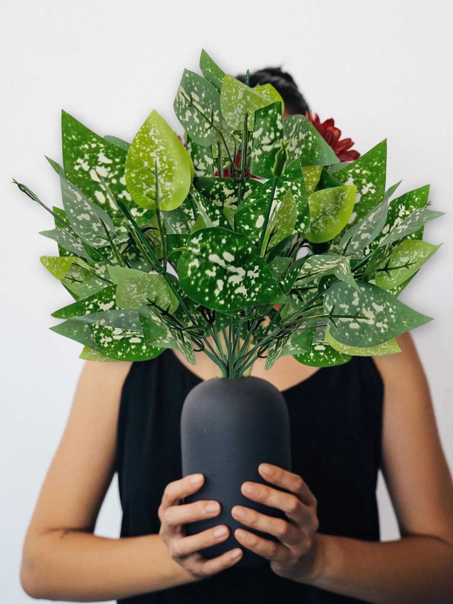 Artificial plants for home decor, betel plant leaves bunch for pot/vase, home/office decor, gift, craft, artificial flowers, without vase, combo pack of 2 pieces, 30 cm height, green white