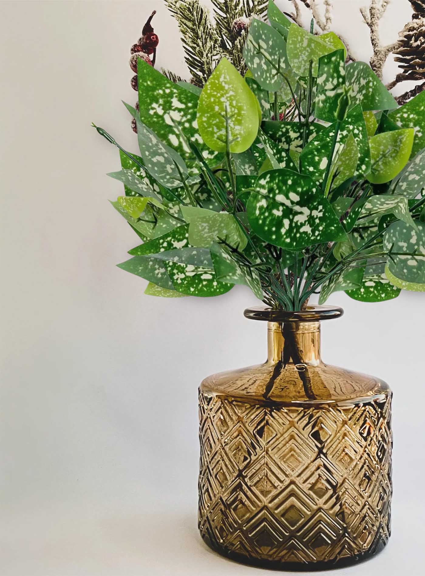 Artificial plants for home decor, betel plant leaves bunch for pot/vase, home/office decor, gift, craft, artificial flowers, without vase, combo pack of 2 pieces, 30 cm height, green white