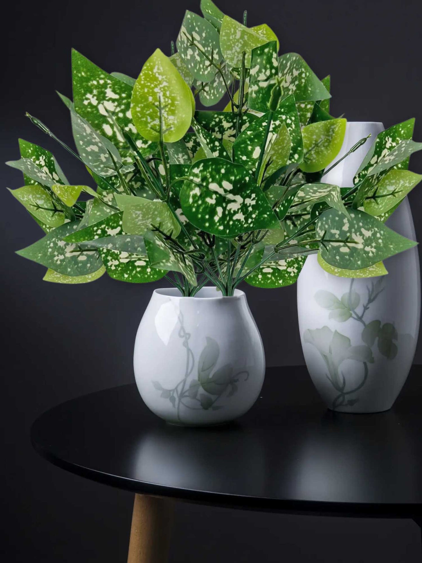 Artificial plants for home decor, betel plant leaves bunch for pot/vase, home/office decor, gift, craft, artificial flowers, without vase, combo pack of 2 pieces, 30 cm height, green white