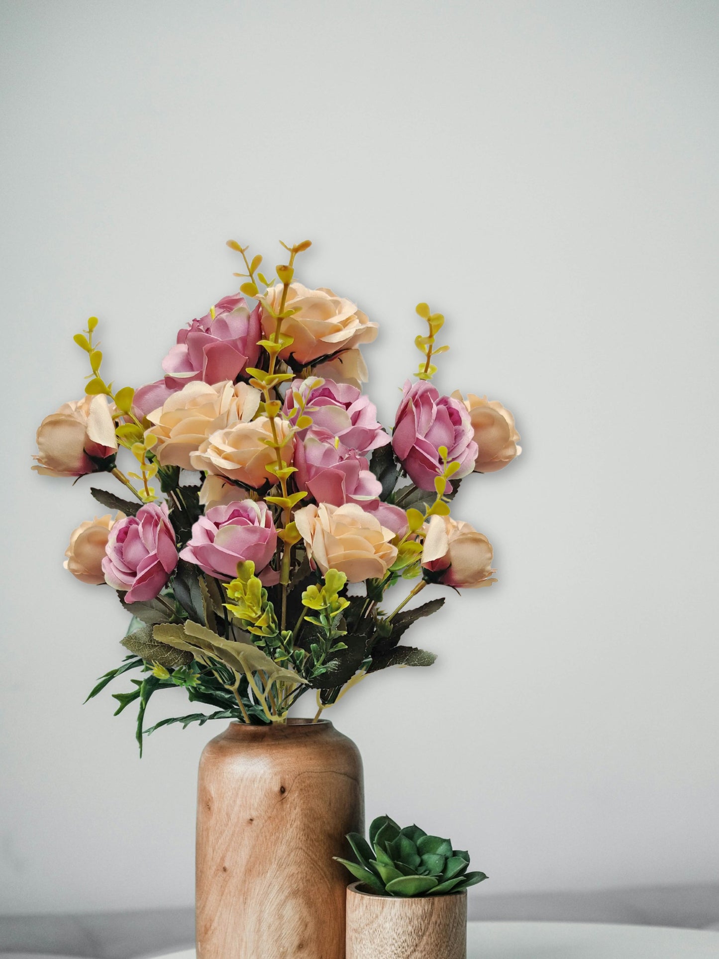 Artificial Flowers for decoration peony rose flower bunch for vase/pot, home/office decor, gift, artificial plant, Craft, Without Vase, Pack of 2 piece, Purple, 35 cm height