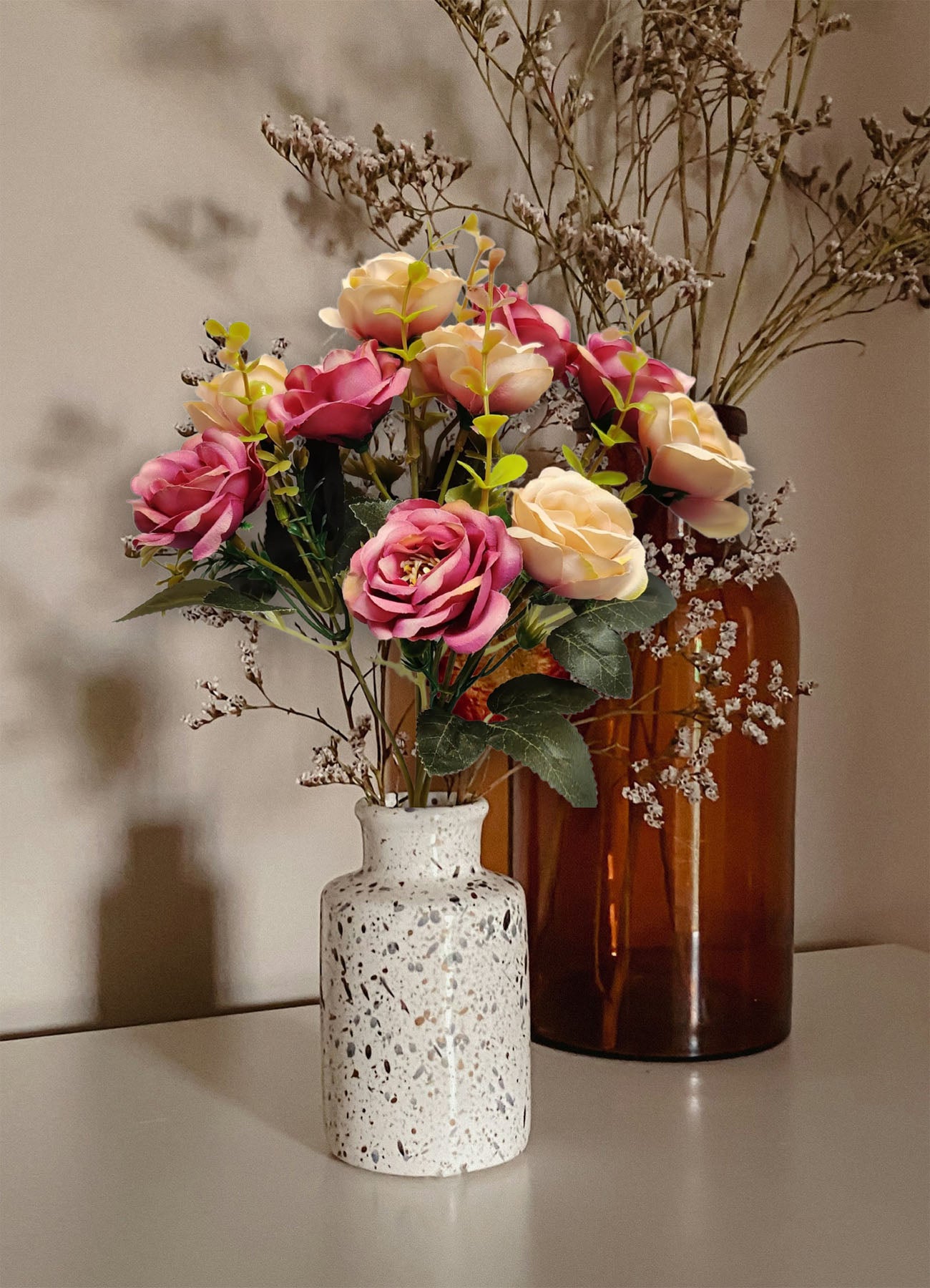 Artificial Flowers for Decoration Peony Rose Flower Bunch for vase/Pot, Home/Office Decor, Gift, Artificial Plant, Craft, Without Vase, Pack of 1 Piece, Multi