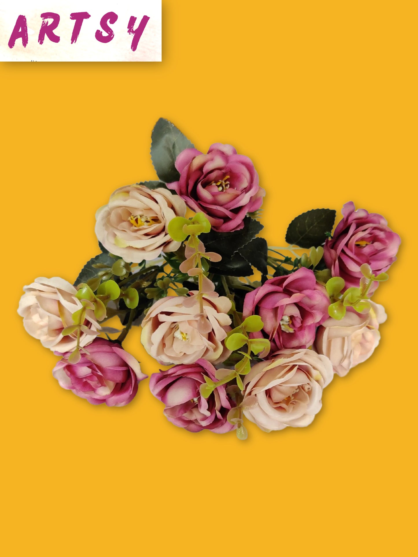 Artificial Flowers for Decoration Peony Rose Flower Bunch for vase/Pot, Home/Office Decor, Gift, Artificial Plant, Craft, Without Vase, Pack of 1 Piece, Multi