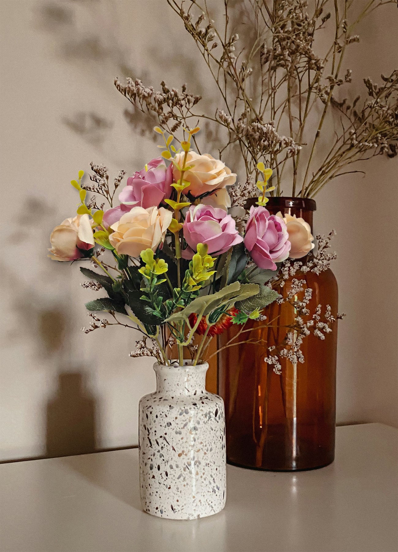 Artificial Flowers for decoration peony rose flower bunch for vase/pot, home/office decor, gift, artificial plant, Craft, Without Vase, Pack of 1 piece, purple