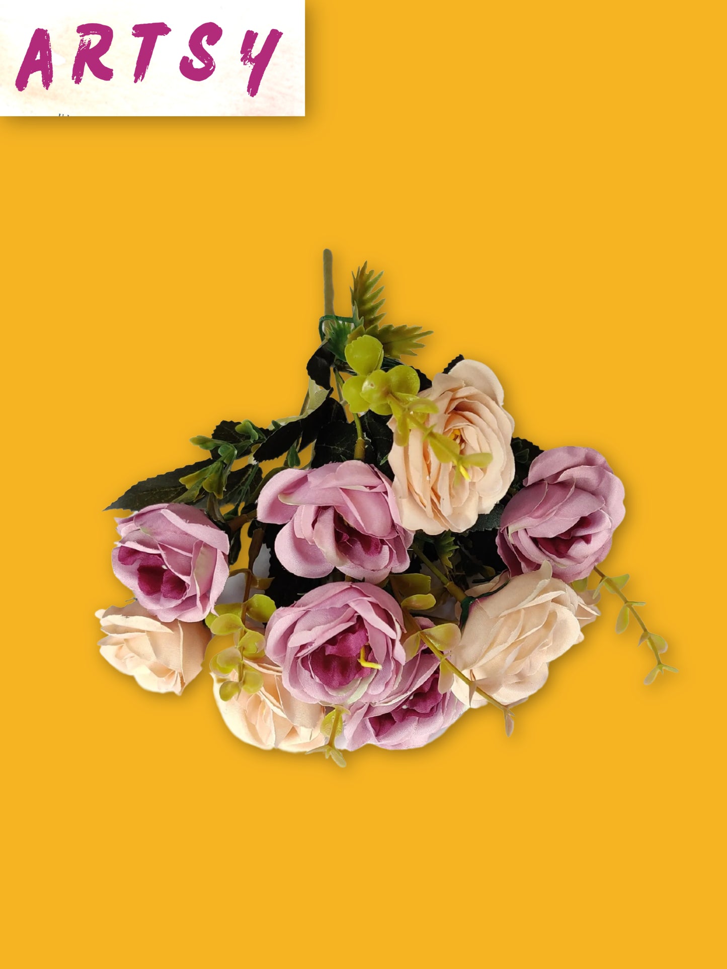 Artificial Flowers for decoration peony rose flower bunch for vase/pot, home/office decor, gift, artificial plant, Craft, Without Vase, Pack of 1 piece, purple