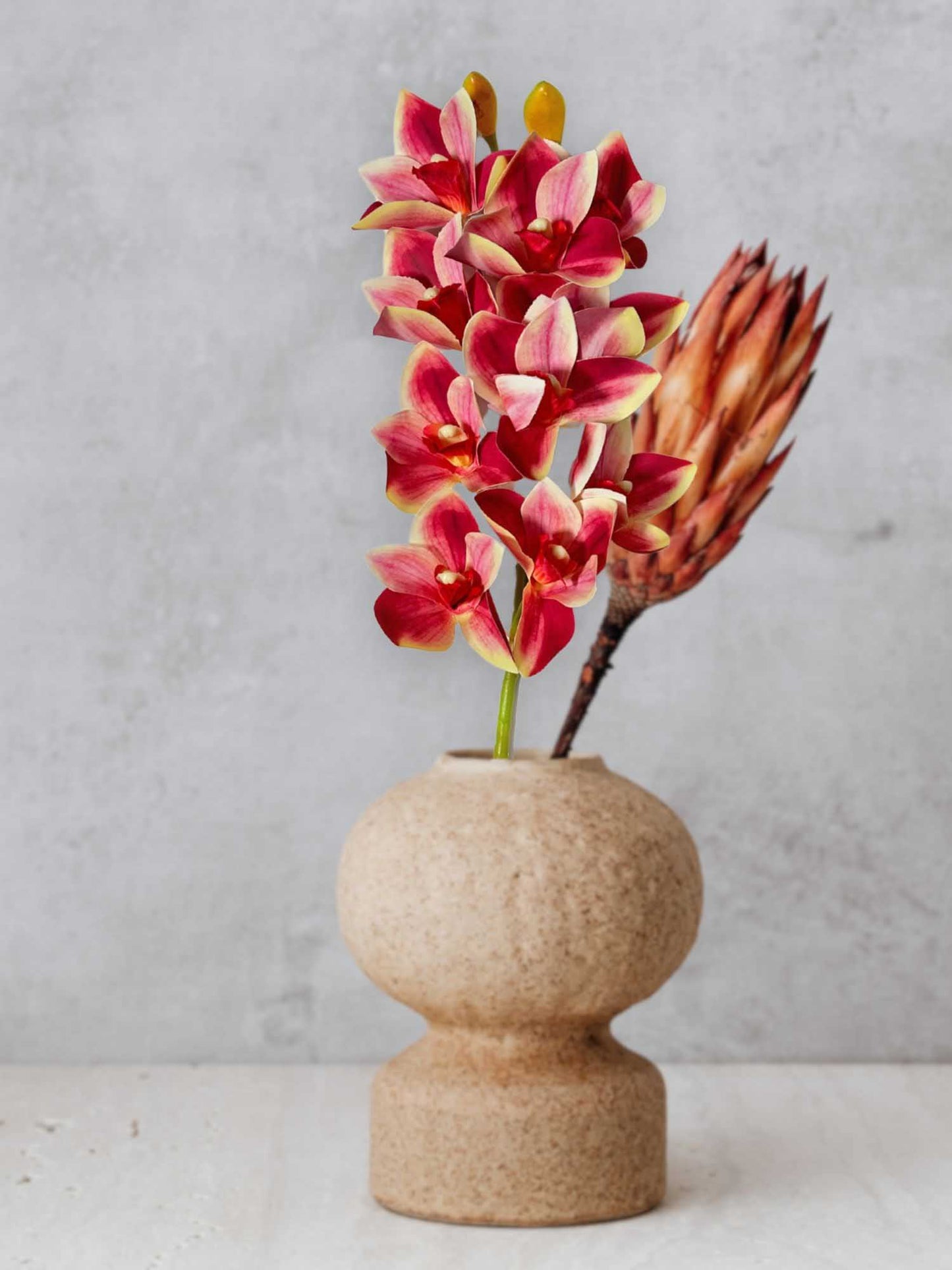 Artificial Flowers for decoration orchid flower bunch/stick for vase/pot, home/office decor, gift, artificial plant, Craft, Without Vase, Pack of 1 piece, 76 cm height, Dark pink