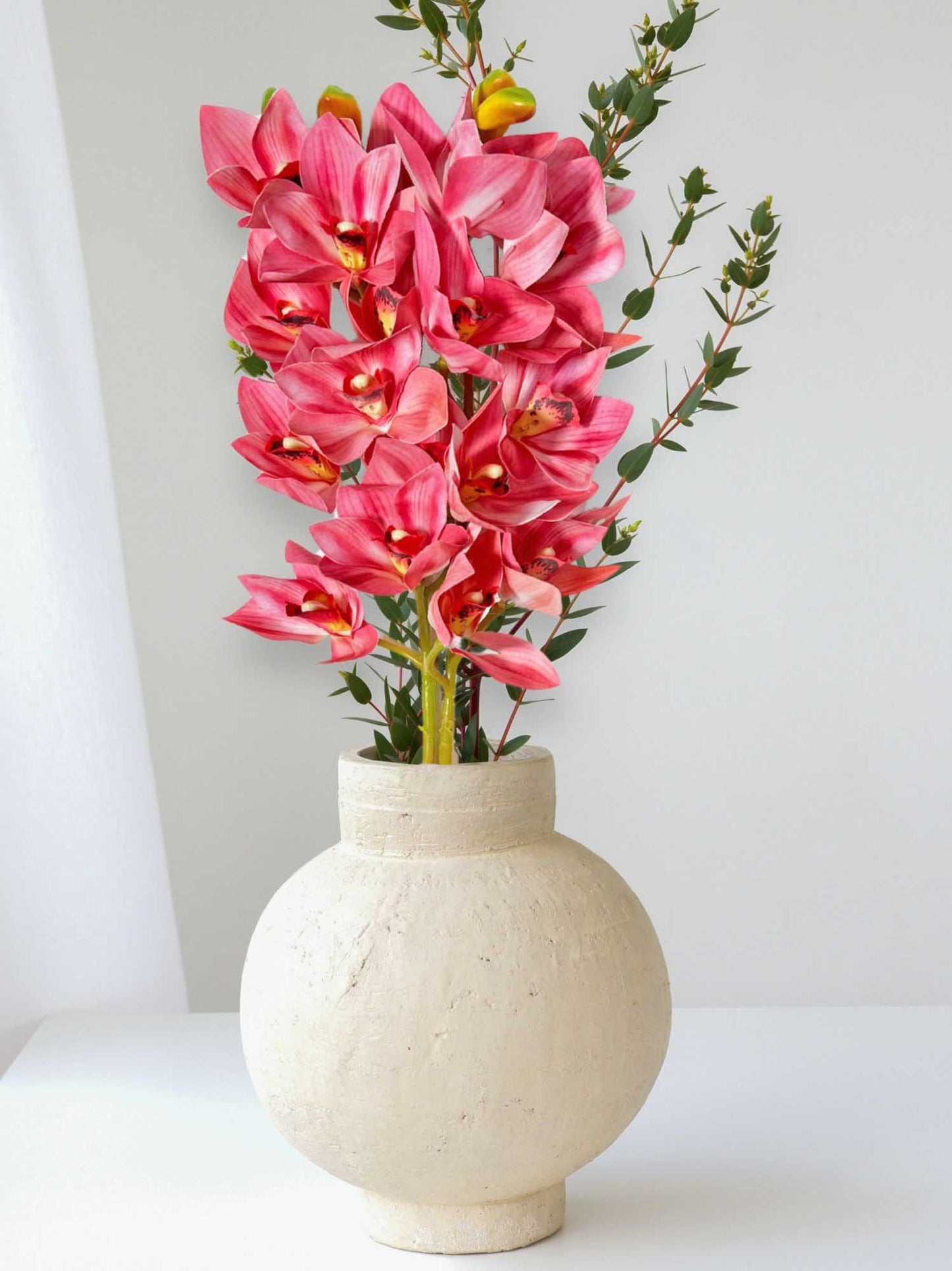 Artificial Flowers for decoration orchid flower bunch/stick for vase/pot, home/office decor, gift, artificial plant, Craft, Without Vase, Pack of 1 piece, 76 cm height, Pink