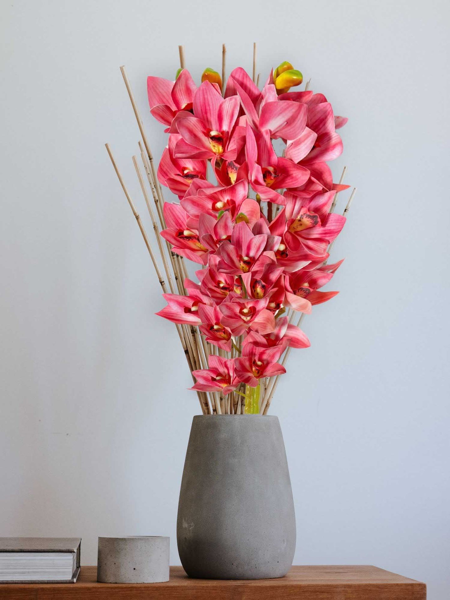 Artificial Flowers for decoration orchid flower bunch/stick for vase/pot, home/office decor, gift, artificial plant, Craft, Without Vase, Pack of 1 piece, 76 cm height, Pink