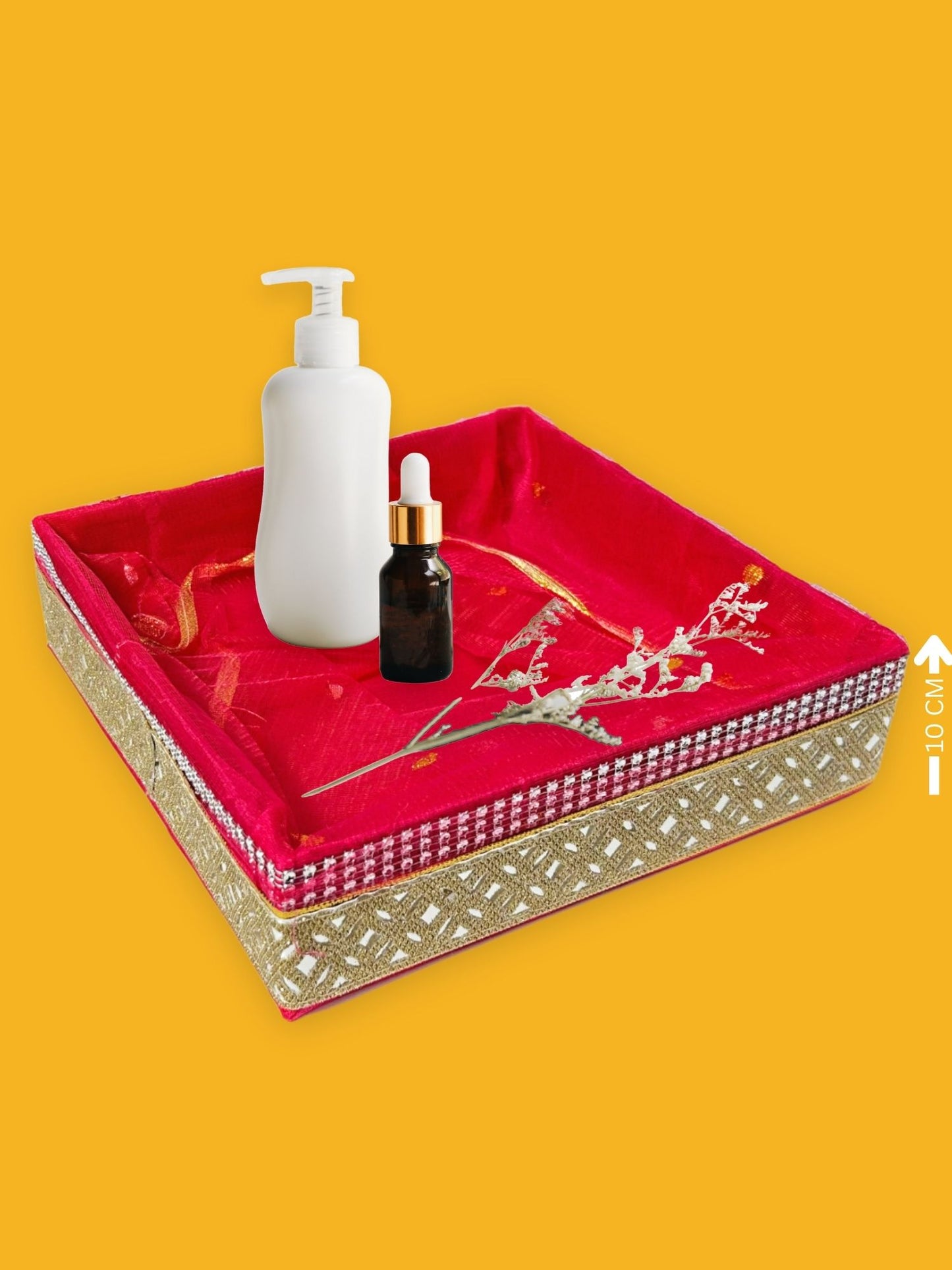 Handcrafted multipurpose Decorative Gift Box/Basket With Fabric Embellishments, Used For Storage organiser, Gift hamper decoration, Maroon