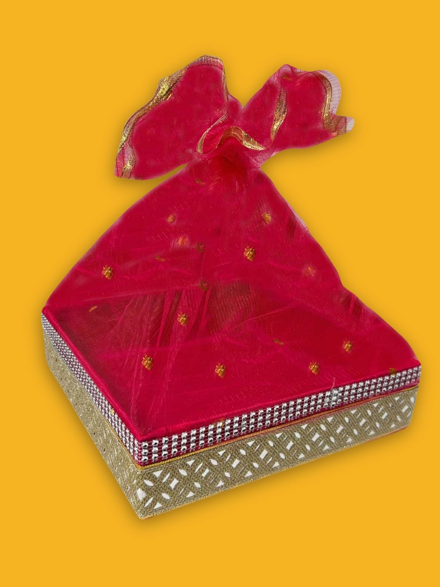 Handcrafted multipurpose Decorative Gift Box/Basket With Fabric Embellishments, Used For Storage organiser, Gift hamper decoration, Maroon
