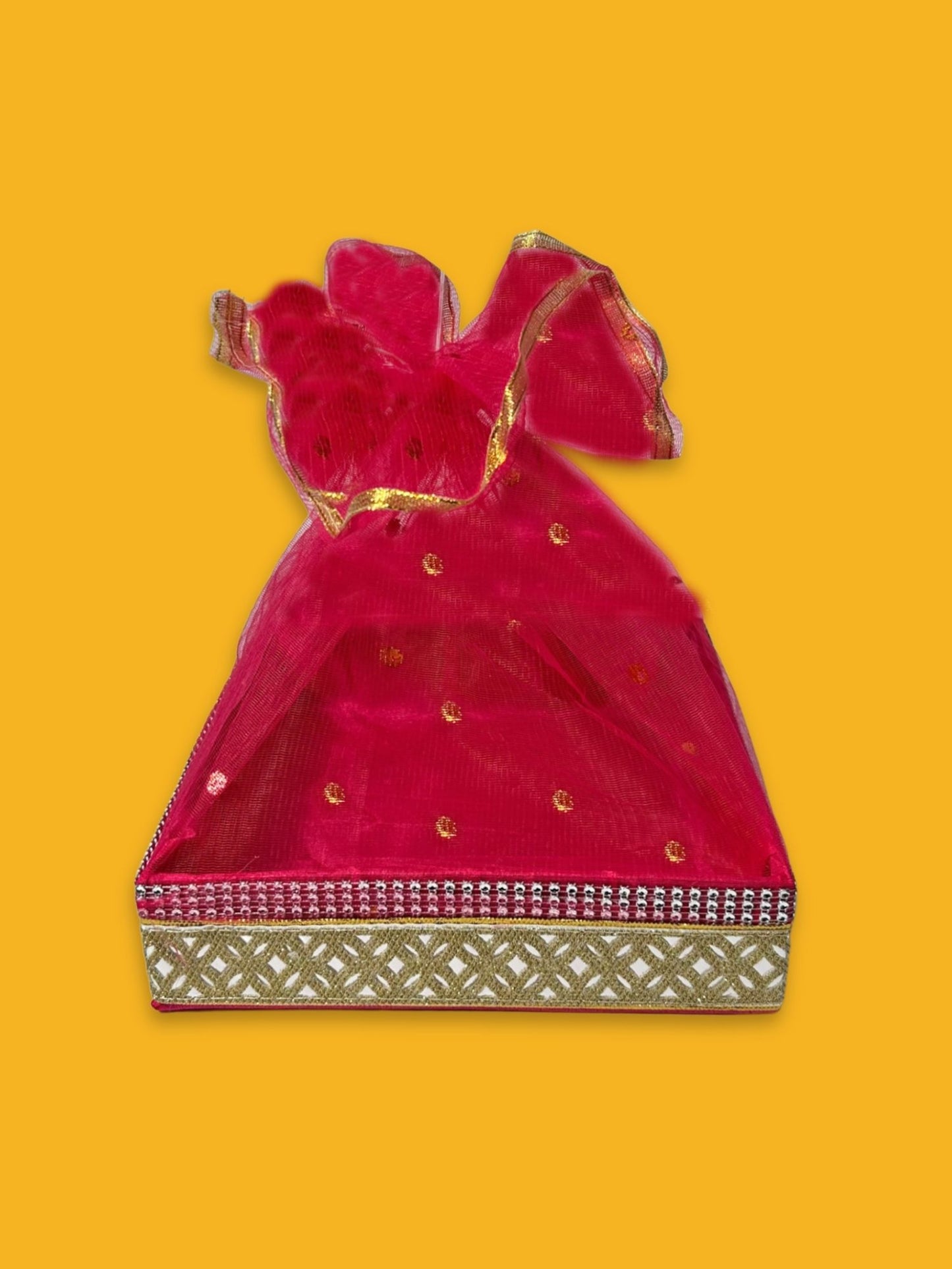 Handcrafted multipurpose Decorative Gift Box/Basket With Fabric Embellishments, Used For Storage organiser, Gift hamper decoration, Maroon