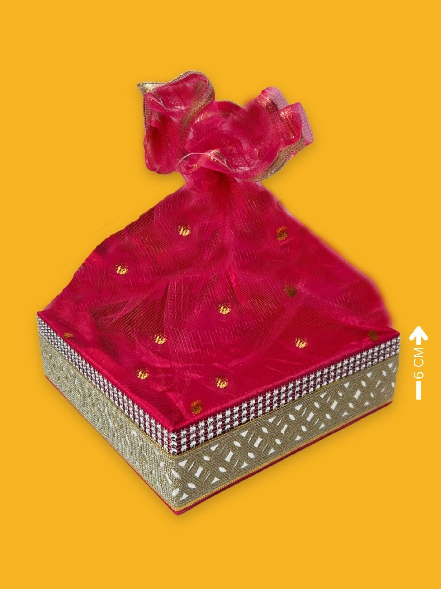 Handcrafted Decorative Gift Box/Basket With Fabric Embellishments, Used For Storage organiser, Gift hamper decoration, multipurpose, Maroon