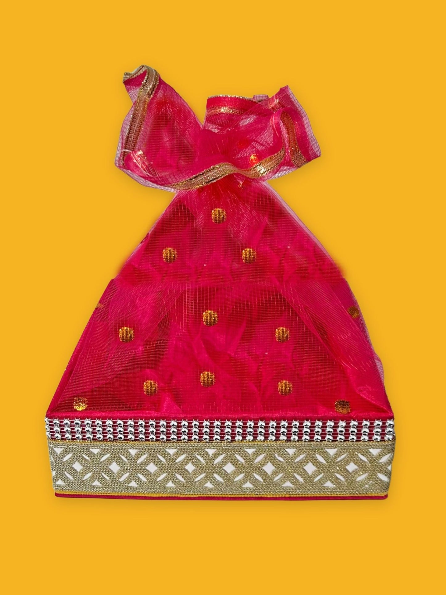 Handcrafted Decorative Gift Box/Basket With Fabric Embellishments, Used For Storage organiser, Gift hamper decoration, multipurpose, Maroon