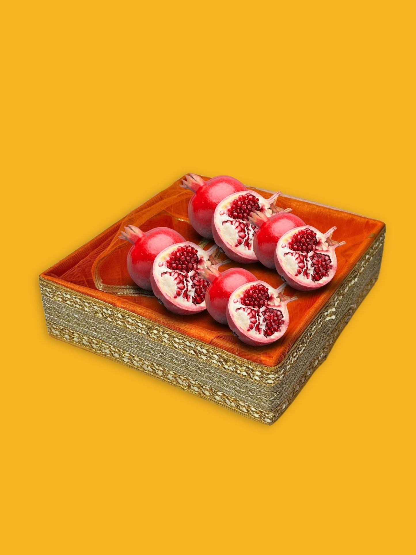 Handcrafted Decorative Gift Box/Basket With Fabric Embellishments, Used For Storage organiser, Gift hamper decoration, multipurpose, Orange
