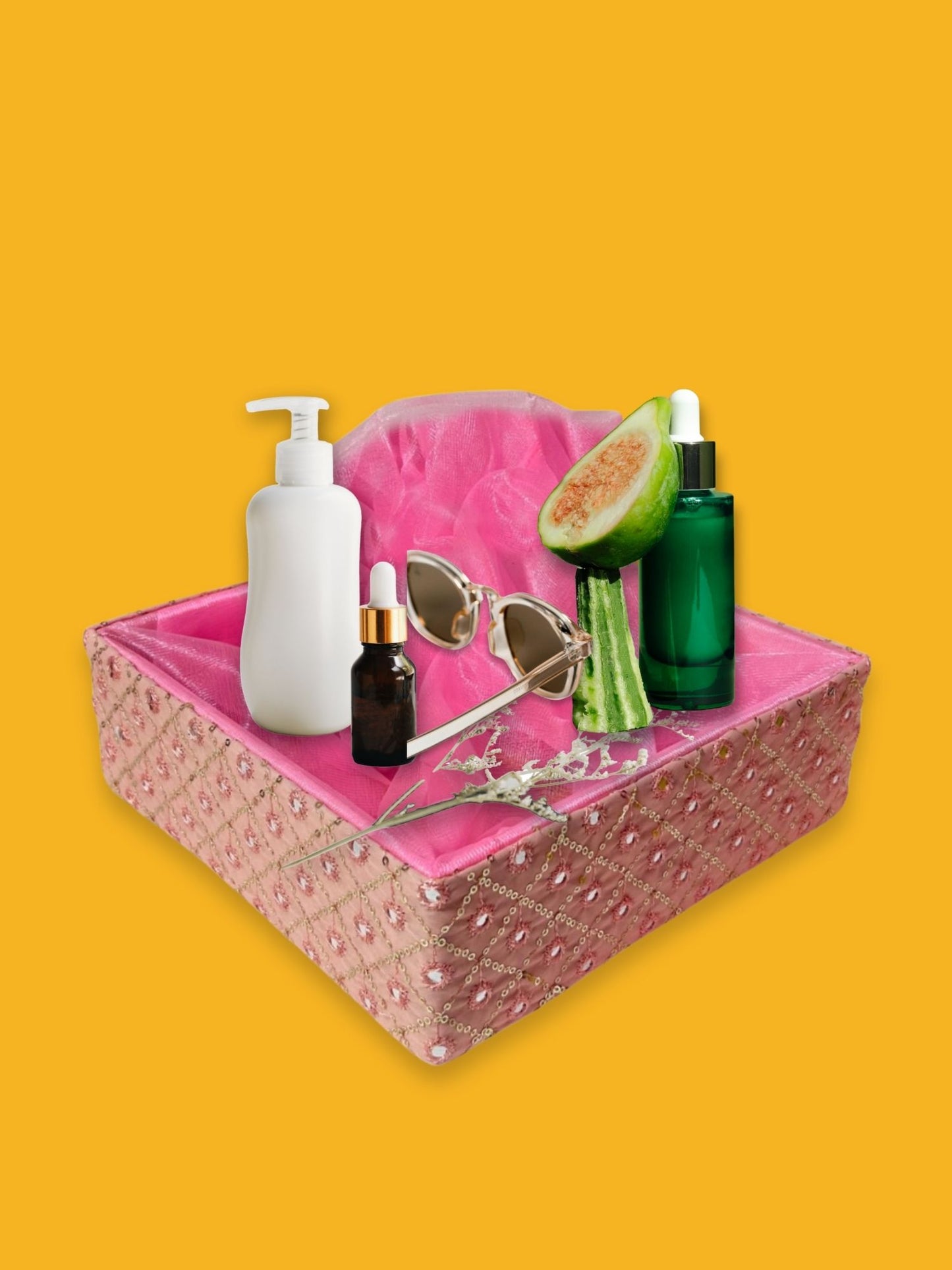 Handcrafted multipurpose Decorative Gift Box/Basket With Fabric Embellishments, Used For Storage organiser, Gift hamper decoration, Pink
