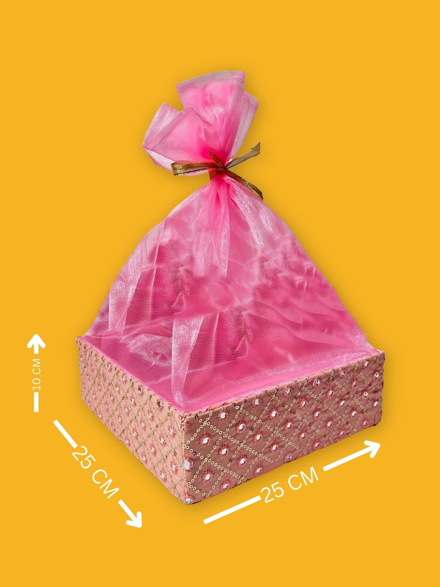 Handcrafted multipurpose Decorative Gift Box/Basket With Fabric Embellishments, Used For Storage organiser, Gift hamper decoration, Pink
