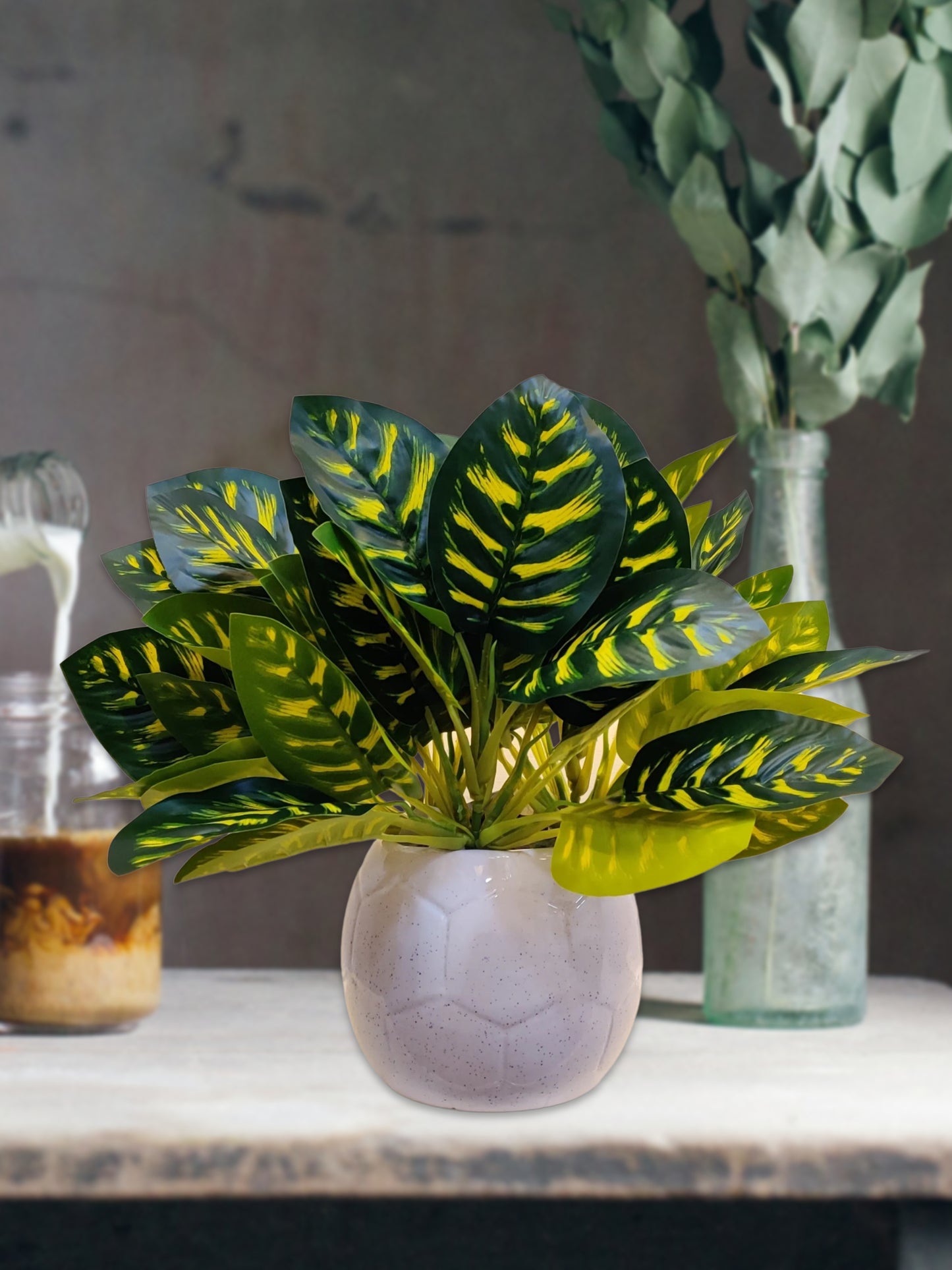 ARTSY Artificial plants for home decor, plant leaves bunch for pot/vase, home/office decor, gift, craft, artificial flowers, without vase, combo, pack 1 piece, 40 cm height, Mix