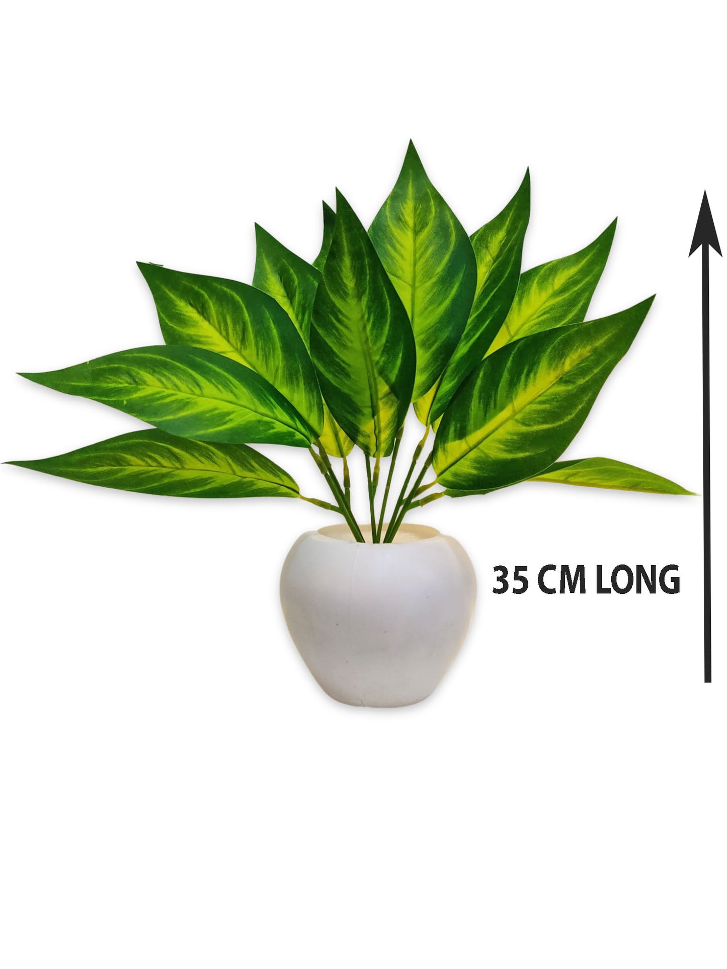 ARTSY® Artificial plants with pot for home decor, leaves, plants for pot/vase, home/office decor, gift, craft, artificial flowers with pot, combo, pack of 1 piece, 35 cm height, Green mix