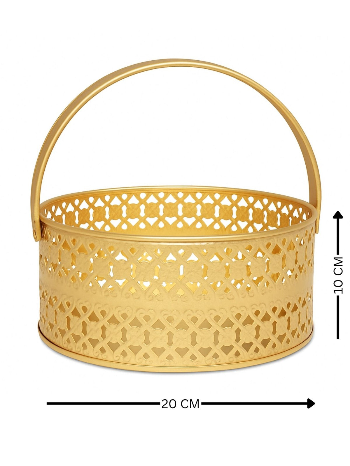 Gold decorative basket with dimensions