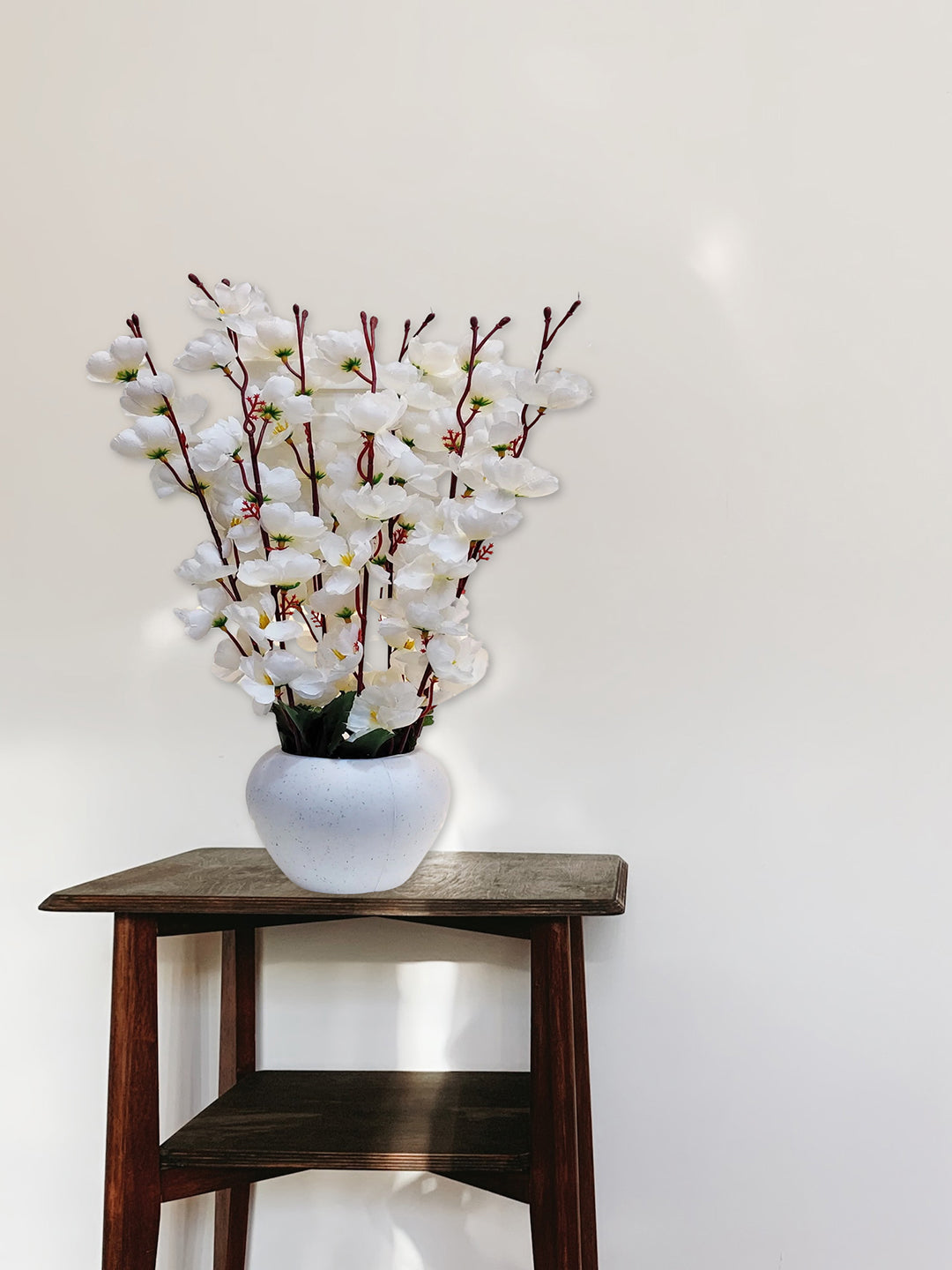 ARTSY® Artificial Flowers With Pot For Home Decoration, Office Decor Cherry Blossom combo, White, 1 Piece