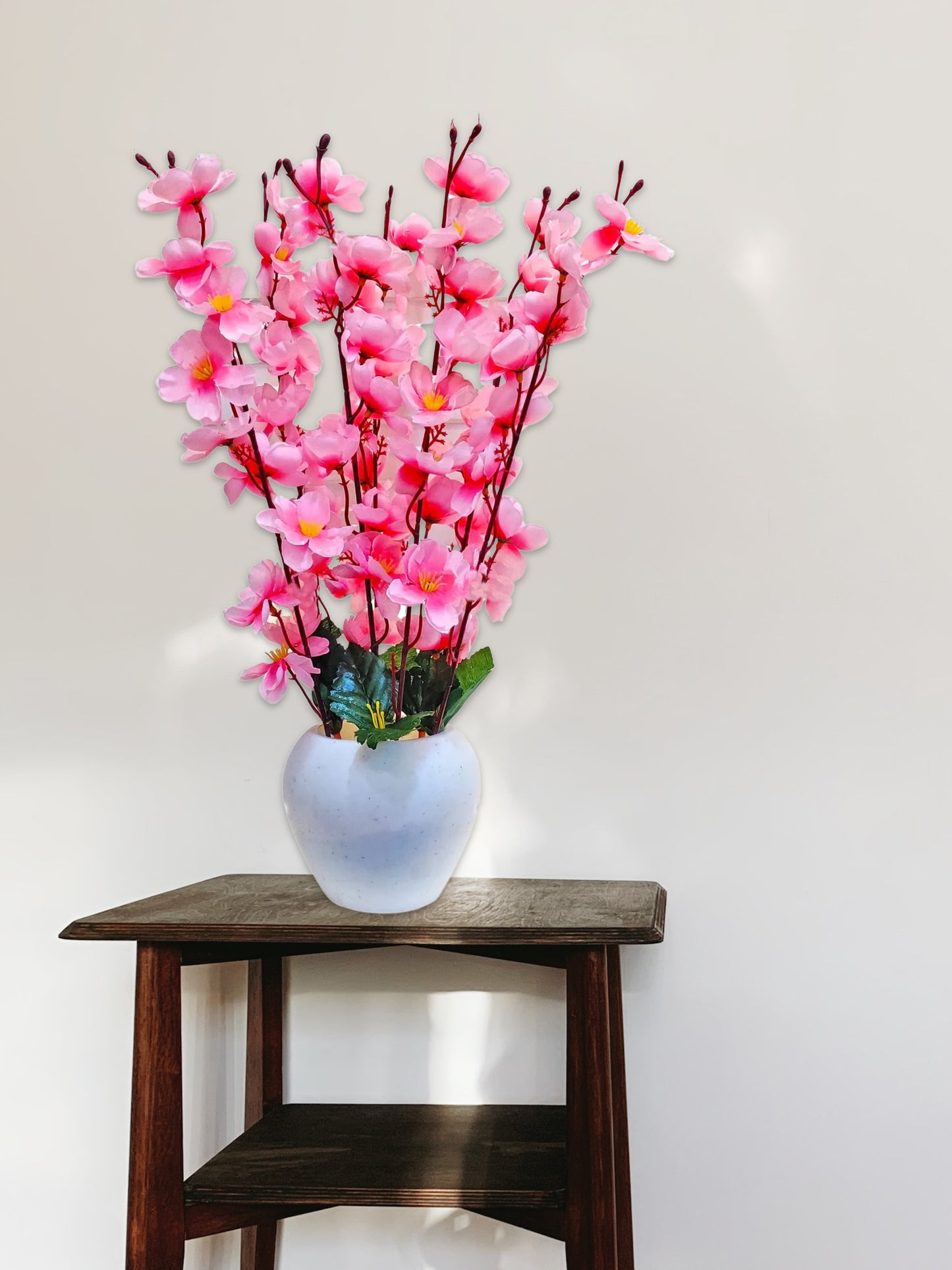 ARTSY® Artificial Flowers With Pot For Home Decoration, Office Decor Cherry Blossom combo, baypink, 1 Piece