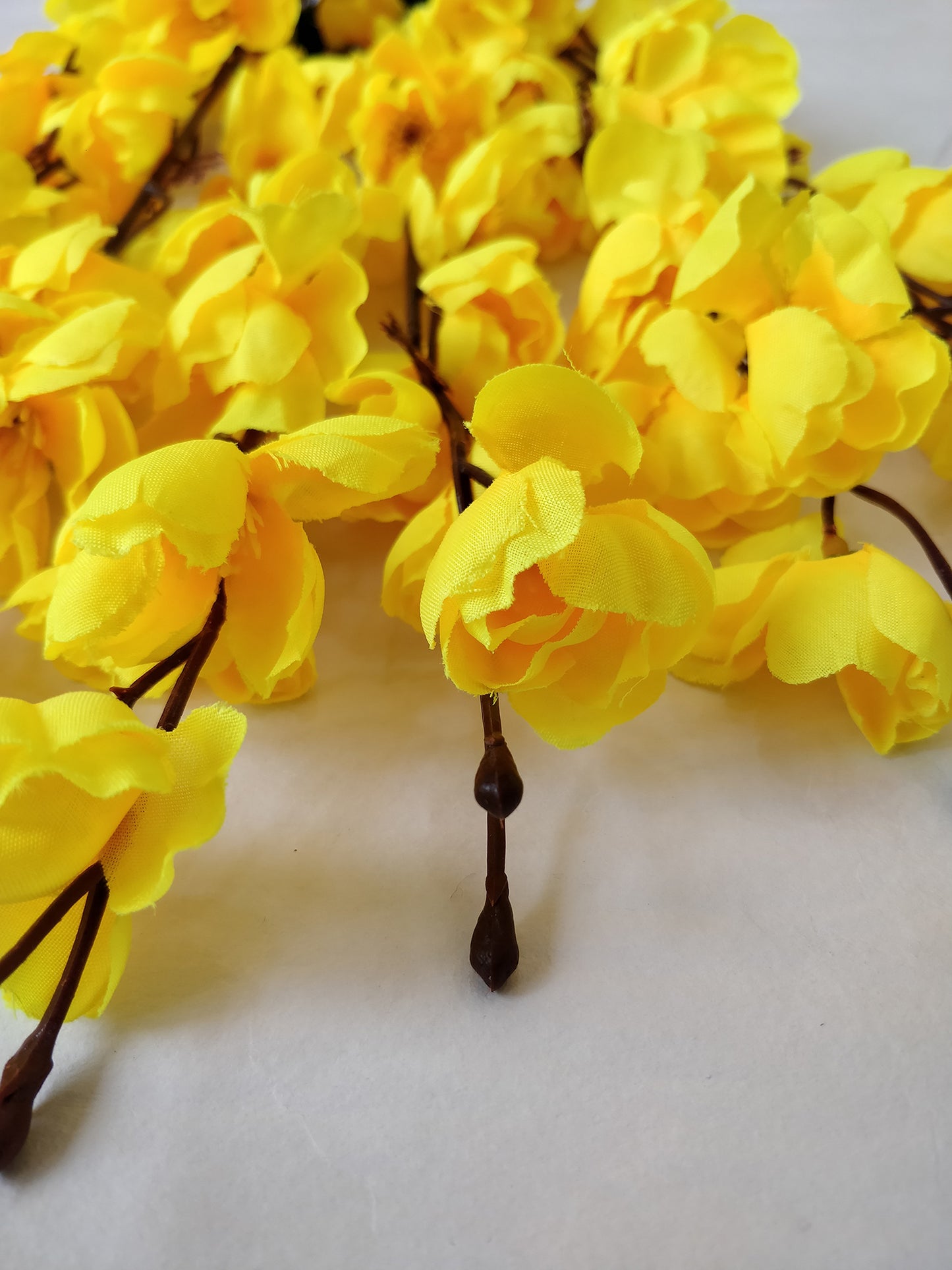 ARTSY® Sunny Yellow Artificial Cherry Blossom Flower Bunch - Radiant Floral Beauty For Home decoration, Office Decor, Vase Filler, Without Vase, 55 CM Long