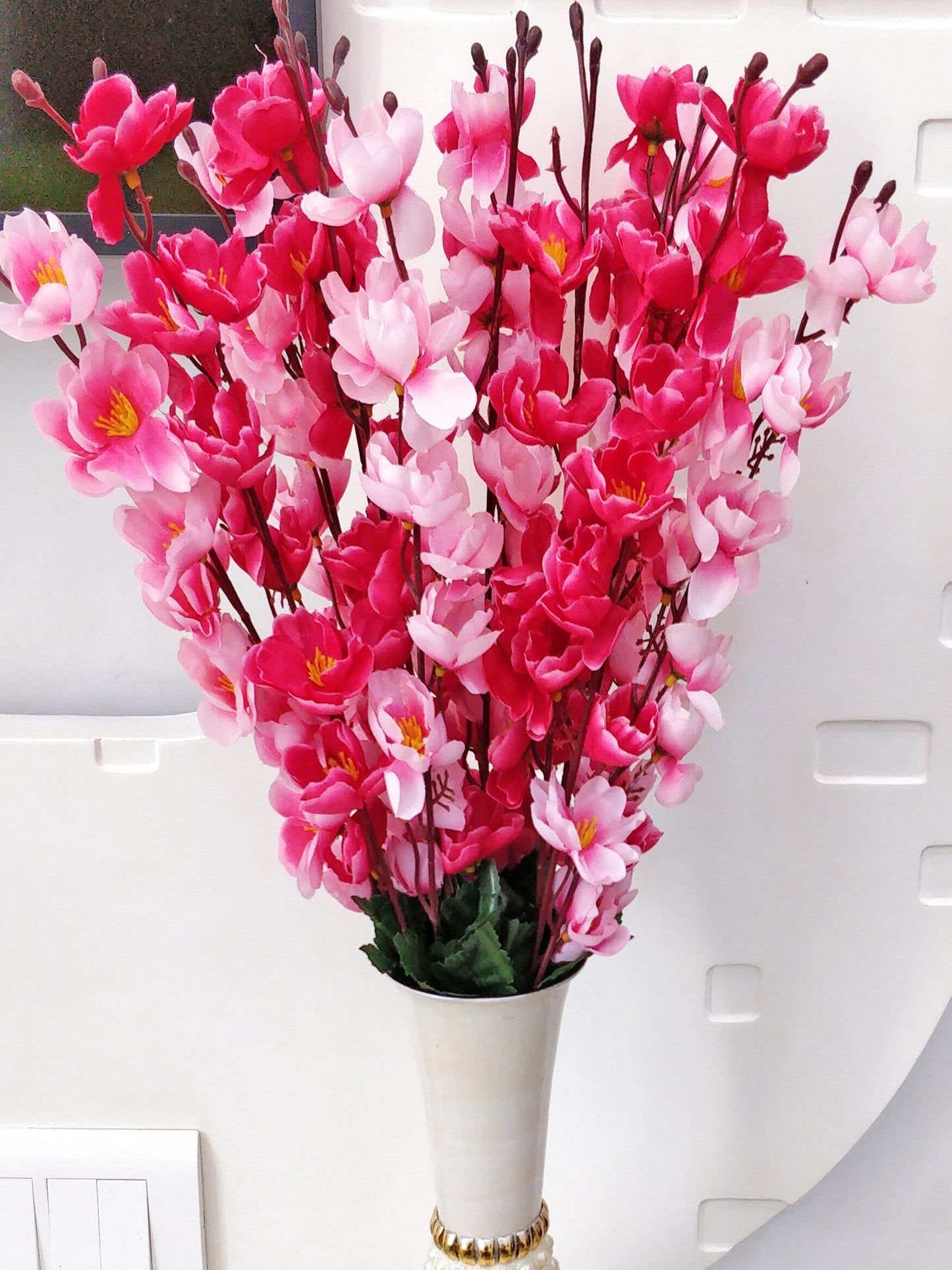 ARTSY® Artificial Flowers For Home Decoration Cherry Blossom Flower Bunch For Vase , Office Decor, Without Vase, Combo, Pack of 2 Pieces