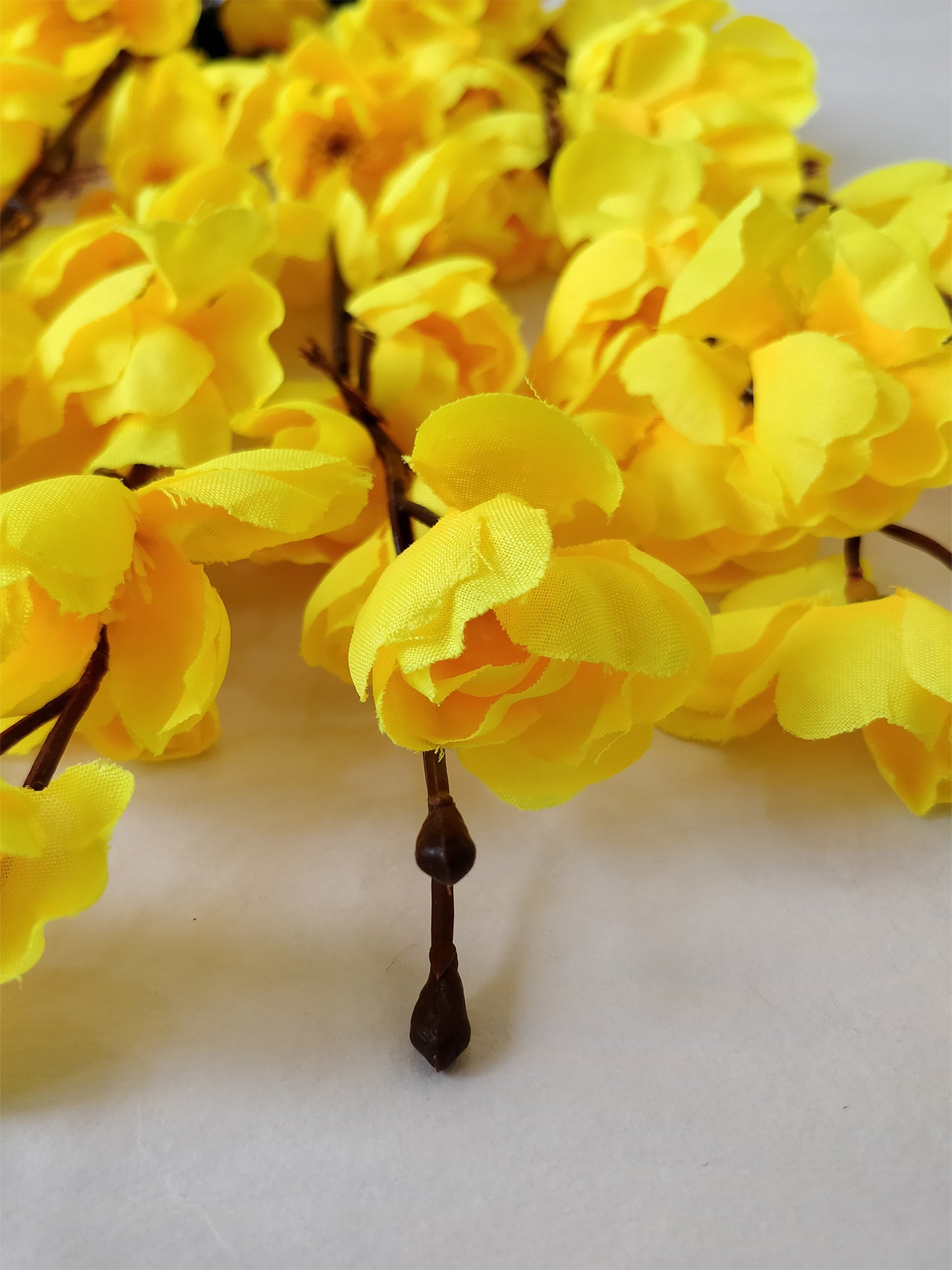ARTSY® Sunny Yellow Artificial Cherry Blossom Flower Bunch - Radiant Floral Beauty For Home decoration, Office Decor, Vase Filler, Without Vase, 55 CM Long
