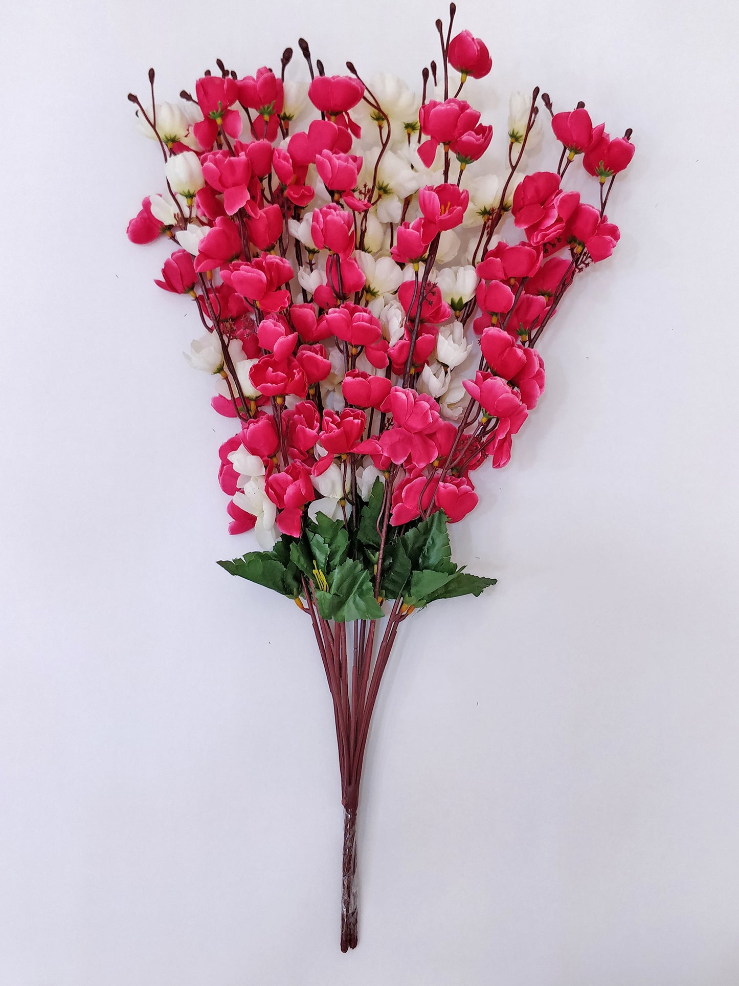 ARTSY® Artificial Flowers For Home Decoration Cherry Blossom Flower Bunch For Vase , Office Decor, Without VASE, Combo ( White Pink , Pack of 2 Pieces)
