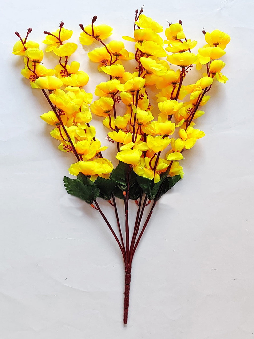 ARTSY® Sunny Yellow Artificial Cherry Blossom Flower Bunch - Radiant Floral Beauty For Home decoration, Office Decor, Vase Filler, Without Vase, 55 CM Long