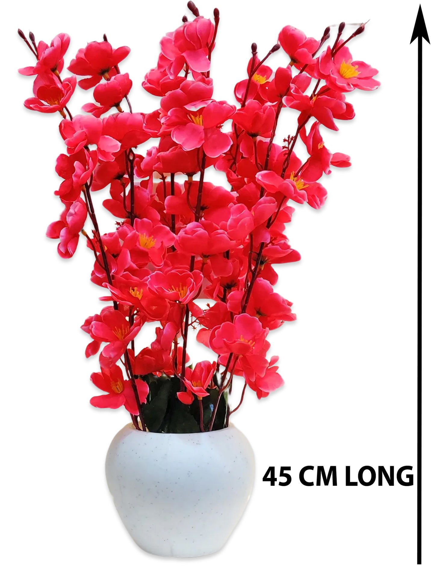 ARTSY® Artificial Flowers With Pot For Home Decoration, Office Decor Cherry Blossom combo, Maroon, 1 Piece